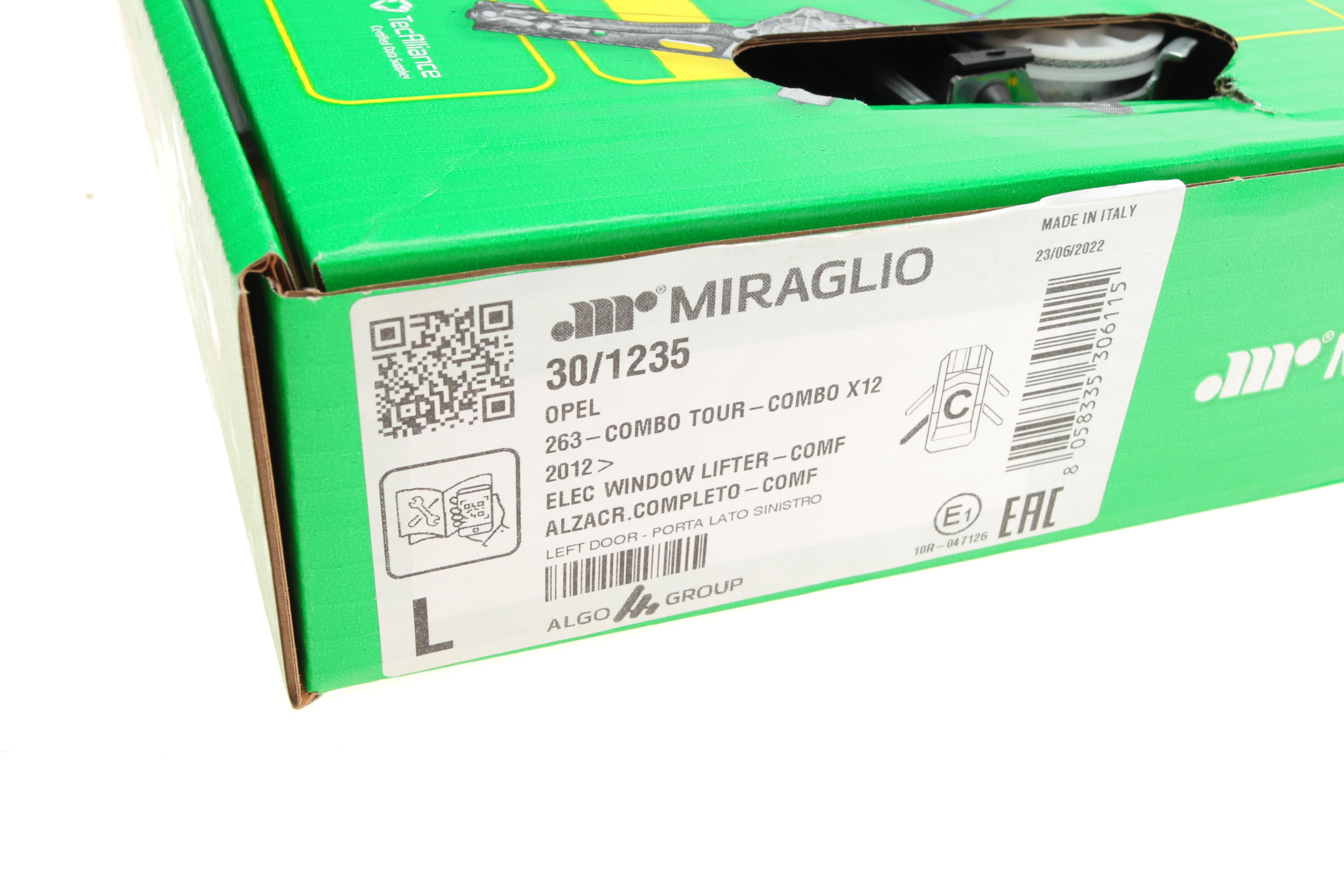 Склопідіймач (задній) Fiat Doblo/Opel Combo 10- (L) (електро) (з моторчиком)