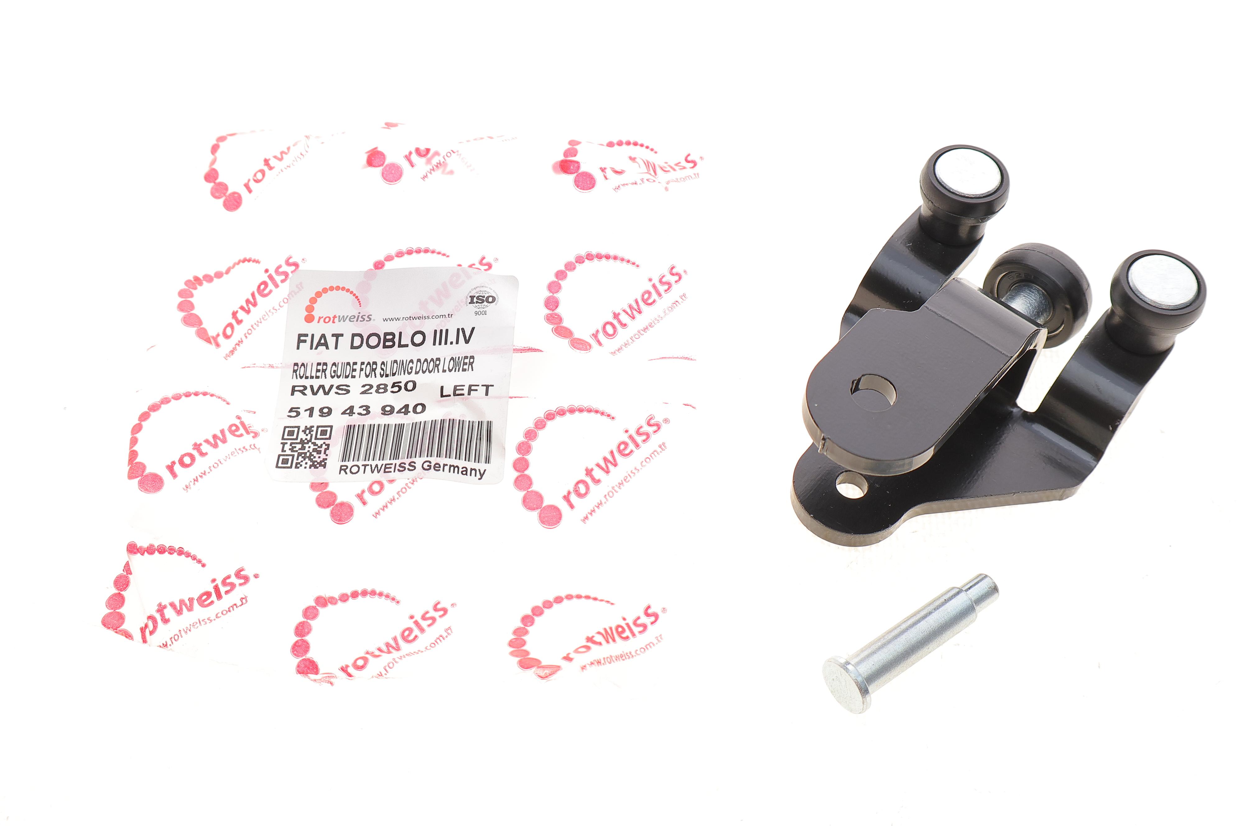 Ролик дверей (бічних/нижній) Fiat Doblo 10- (L) (без кронштейну)