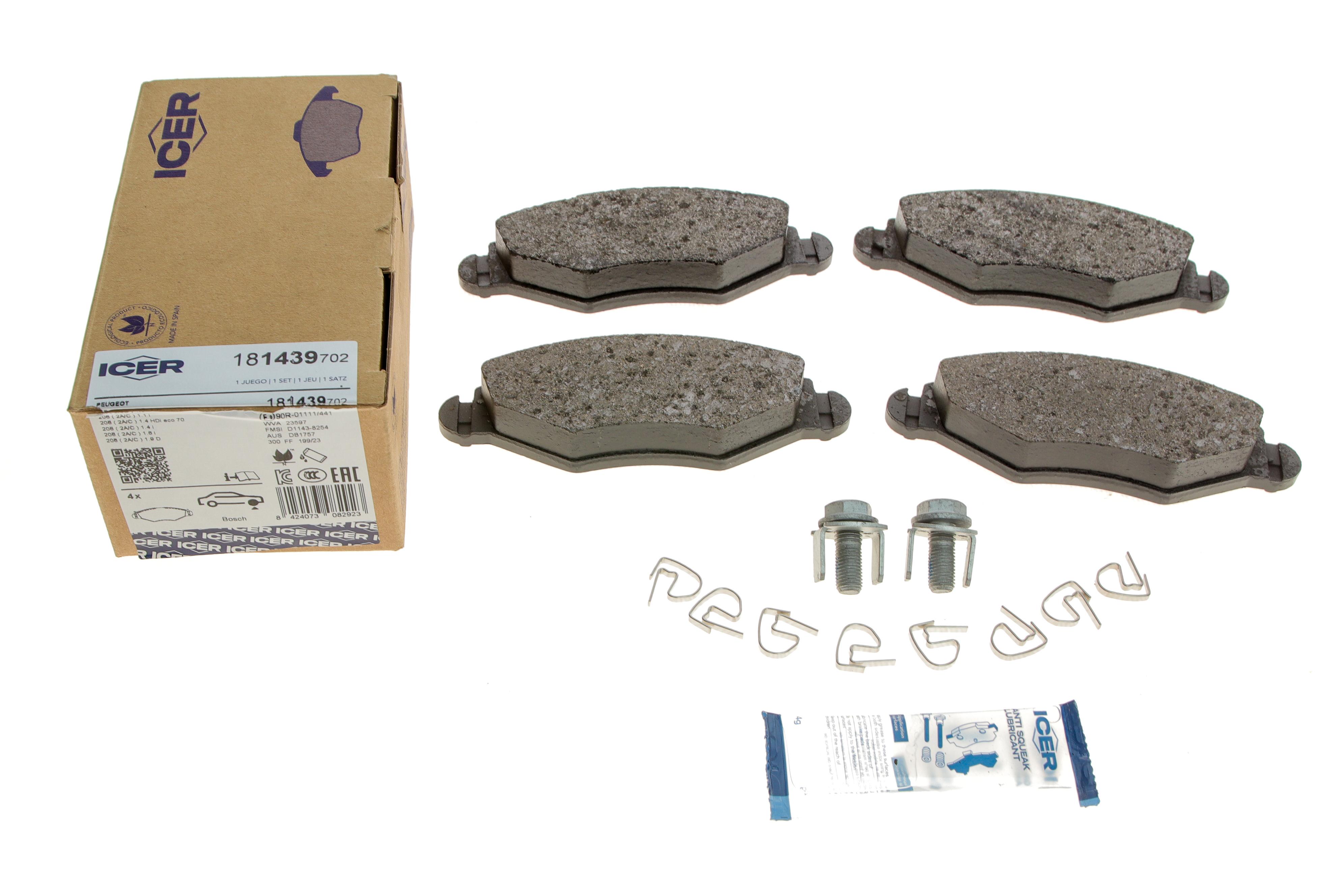 Колодки гальмівні (передні) Peugeot 206 98-/Peugeot 206+ 09-13/Peugeot 306 93-01