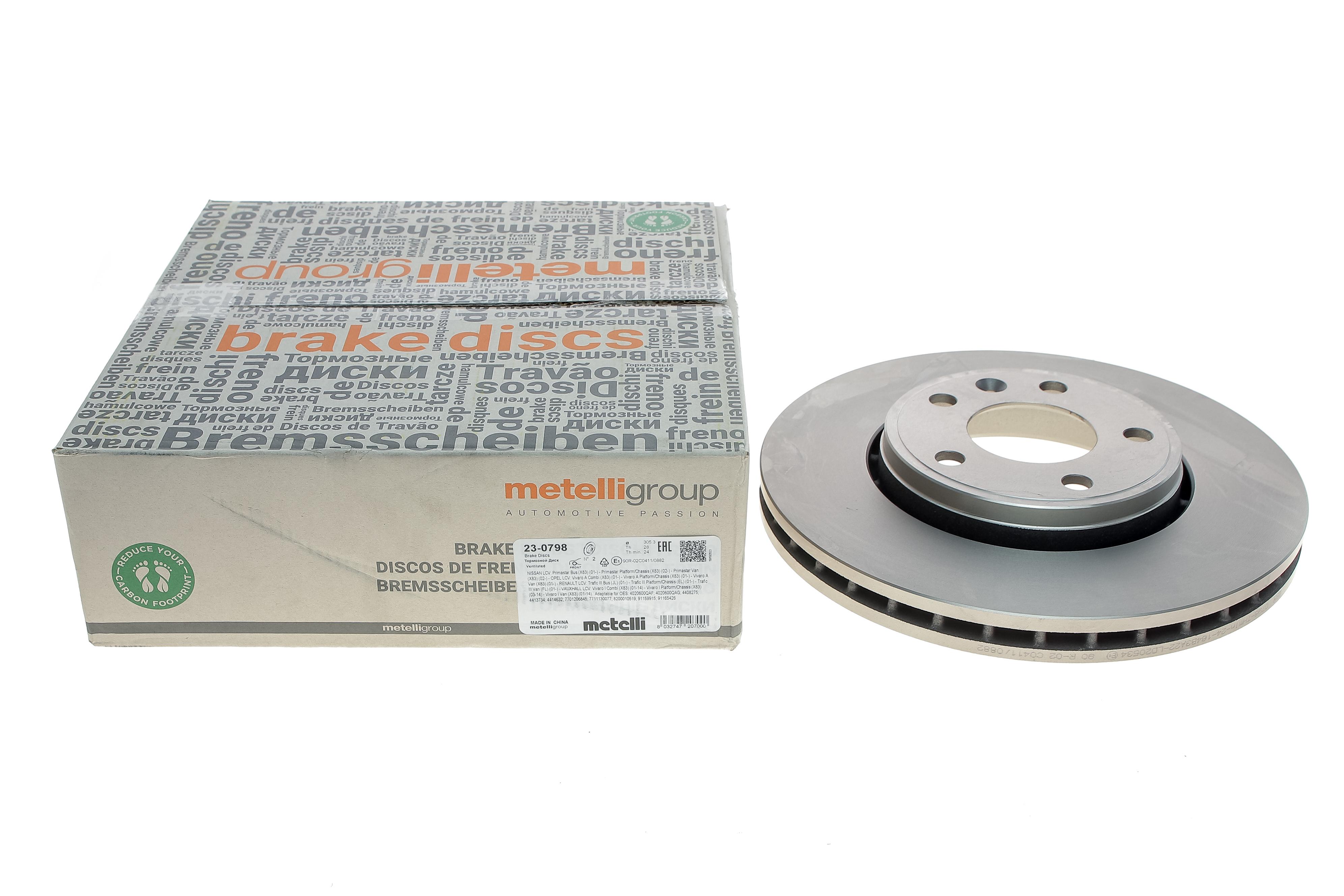 Диск гальмівний (передній) Renault Trafic/Opel Vivaro/Nissan Primastar 01- (305x28) (вентильований)