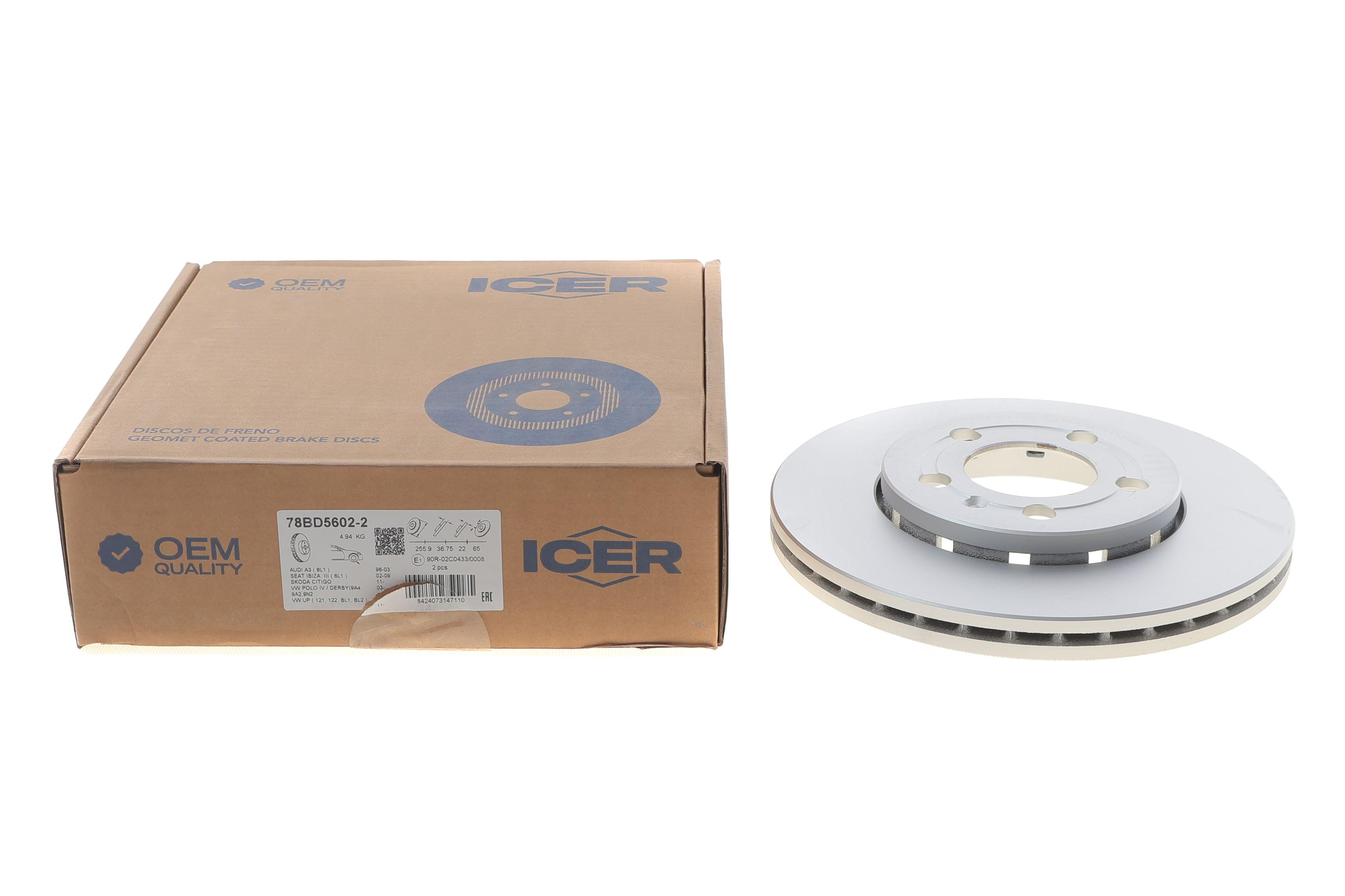 Диск гальмівний (передній) Skoda Fabia/Octavia 98-15/VW Golf 97-07/Polo 01- (256x22)(з покр)(вент)