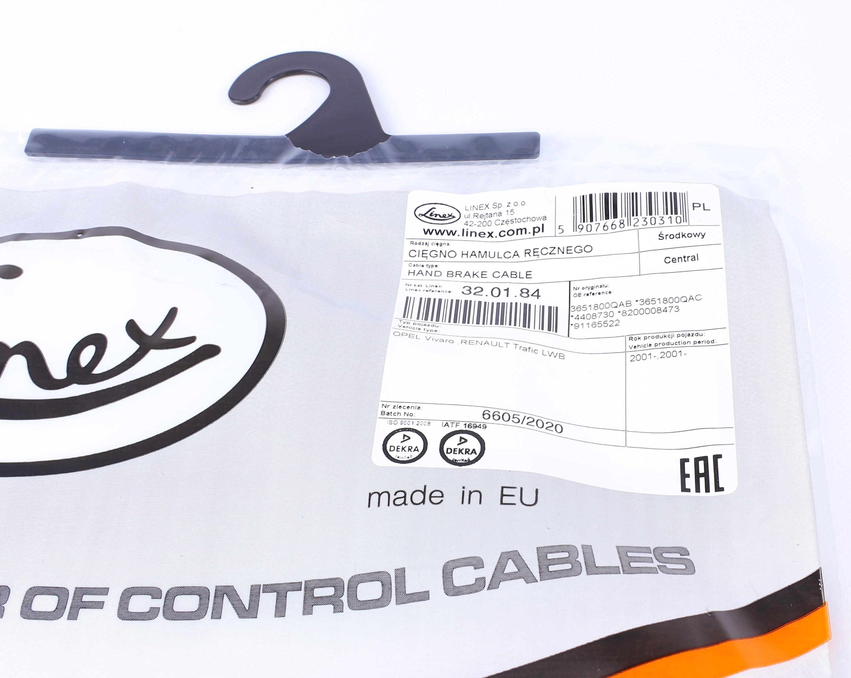 Трос ручника Renault Trafic/Opel Vivaro (довга база) (1585 мм)