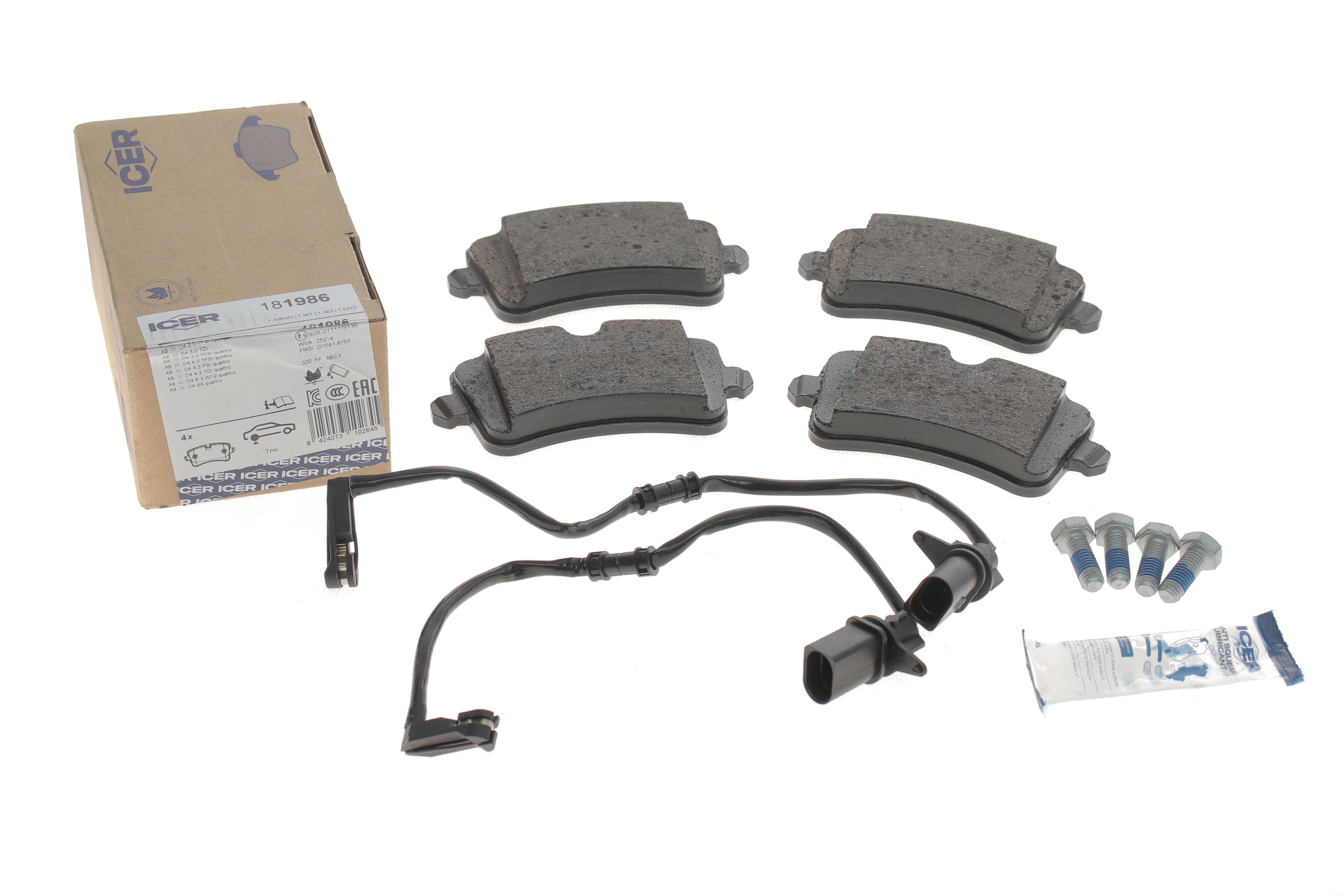 Колодки гальмівні (задні) Audi A6 C7/A7 Sportback/A8 D4 10-18 (+датчики L=295mm)