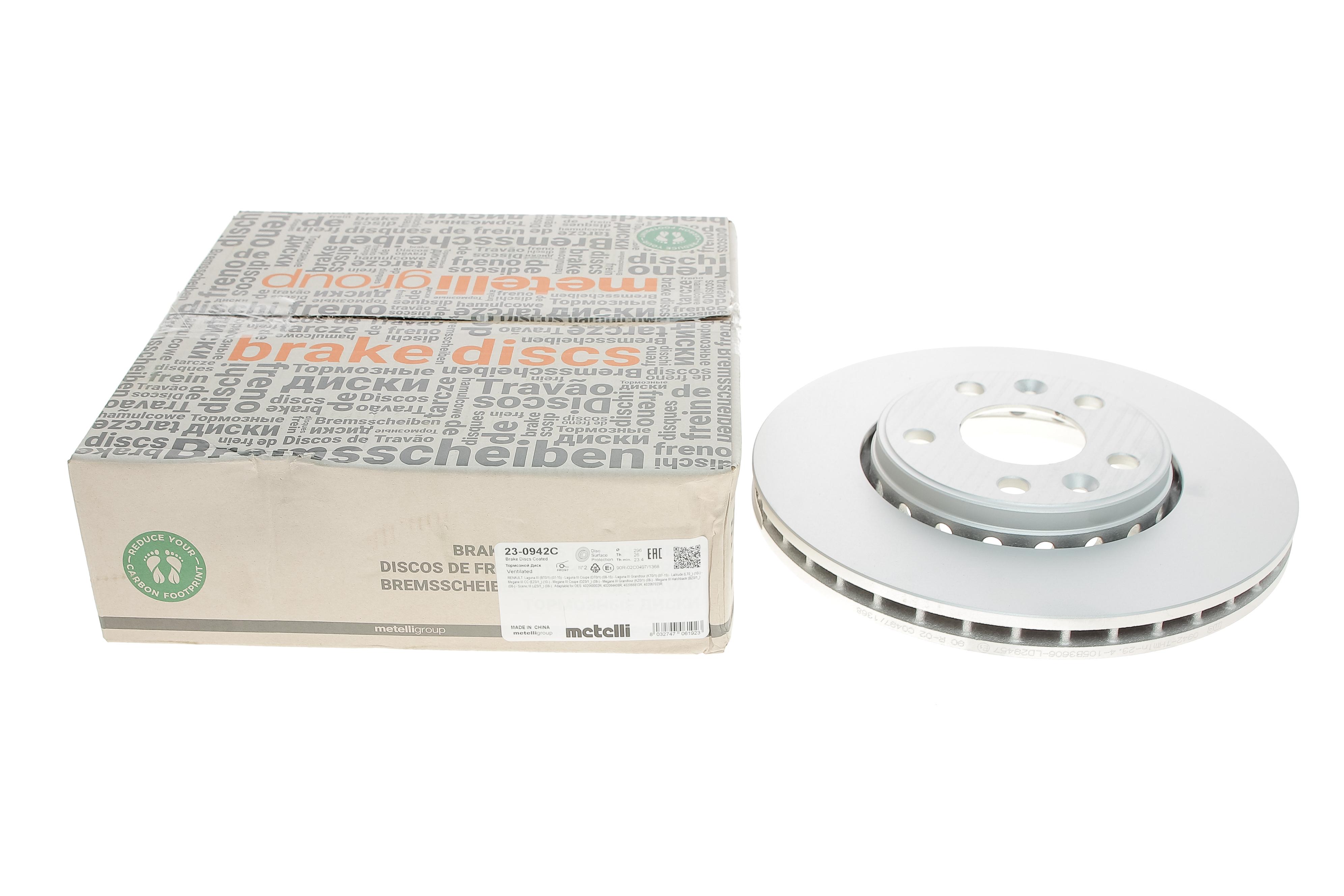 Диск гальмівний (передній) Renault Megane III/Scenic III/Laguna III 07- (296x26) (з покриттям)(вент.)