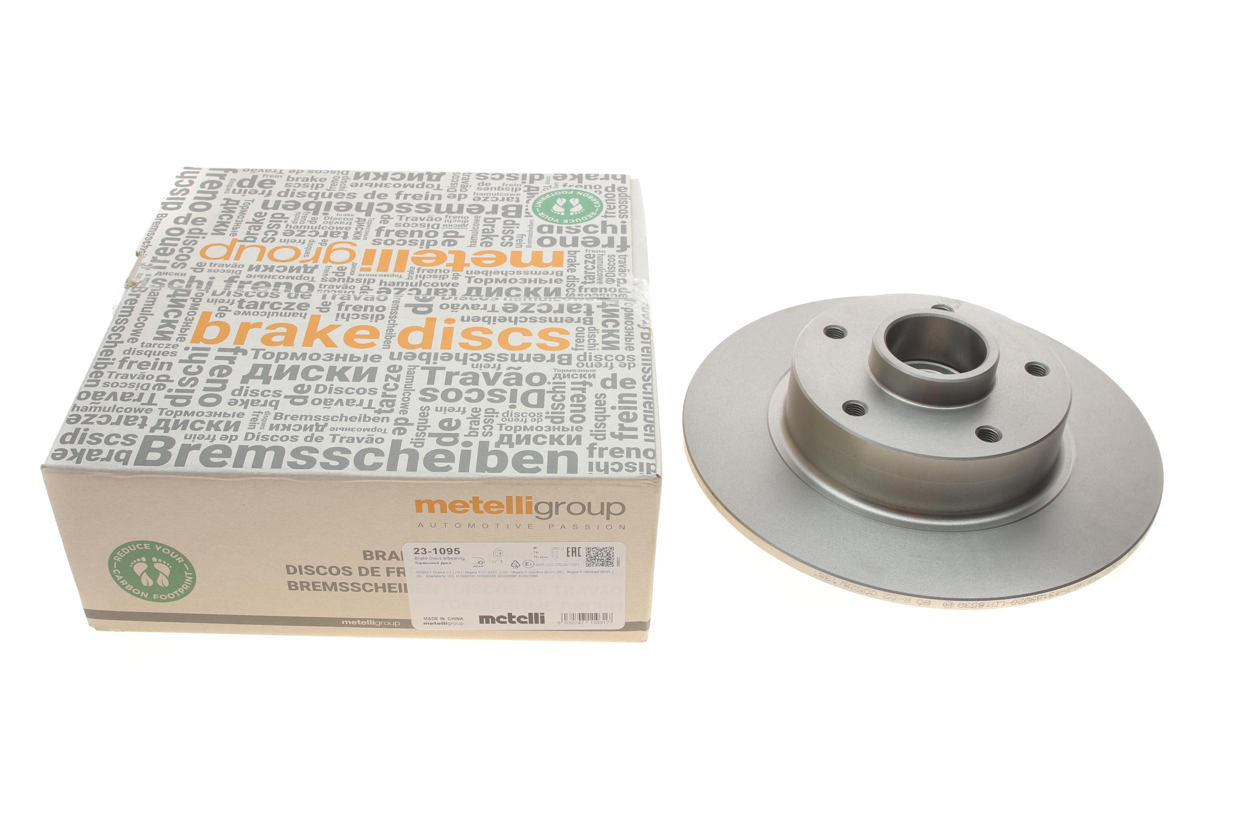 Диск гальмівний (задній) Renault Megane III/Scenic III 08- (260x8)(з підшипником)(+ABS)(d ступ.=66мм)