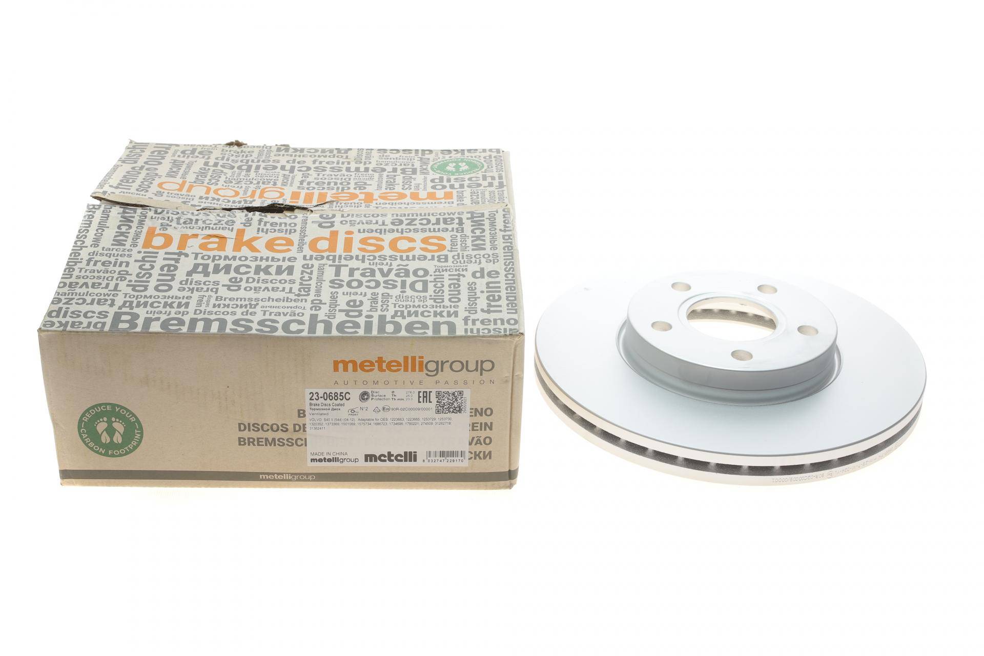 Диск гальмівний (передній) Ford C-Max 07-/Focus 04-/Volvo C30/S40/V50 04-12 (278x25) (з покр.) (вент)