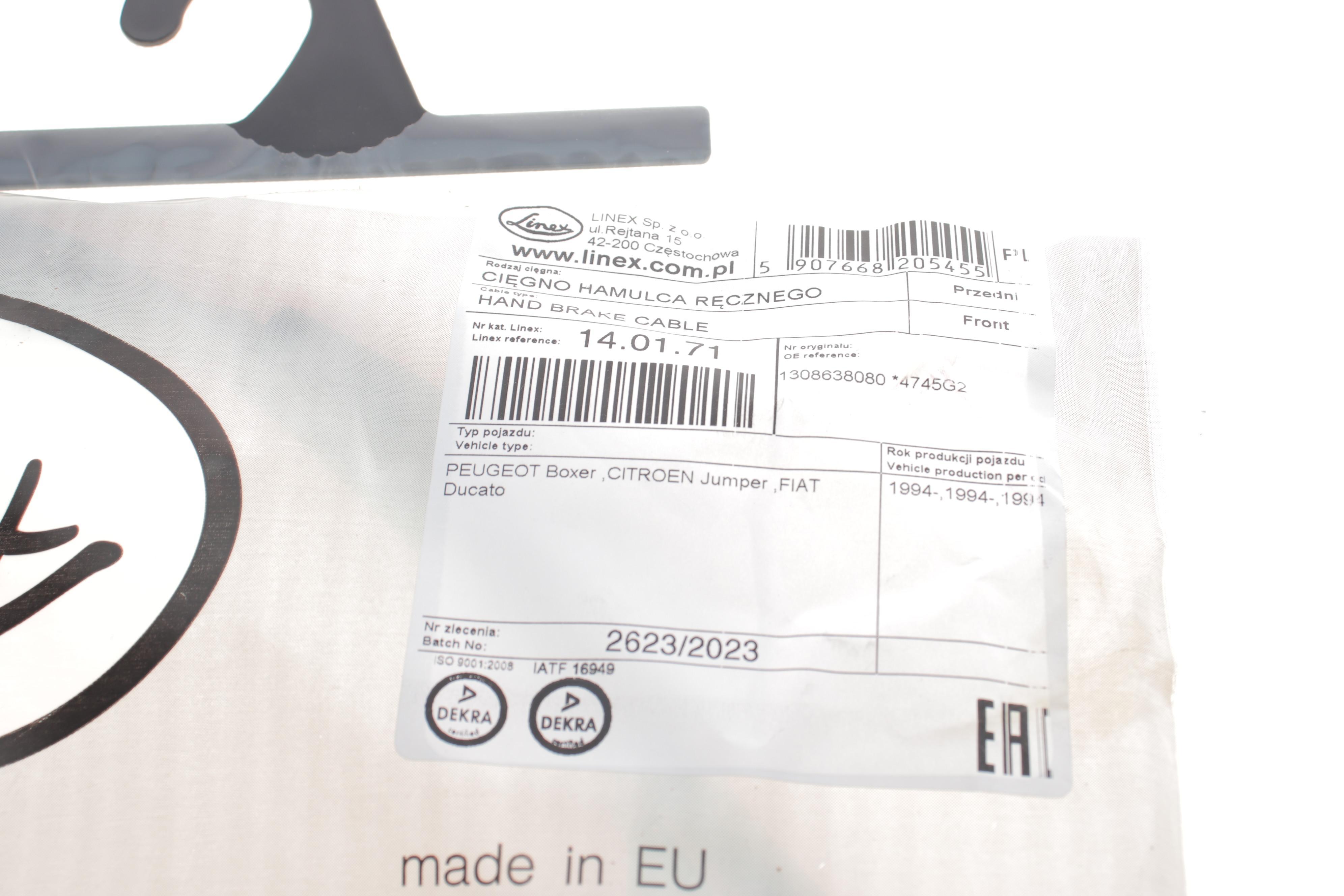 Трос ручника (центральний) Citroen Jumper/Fiat Ducato/Peugeot Boxer 94-02 (L=1060/760mm)