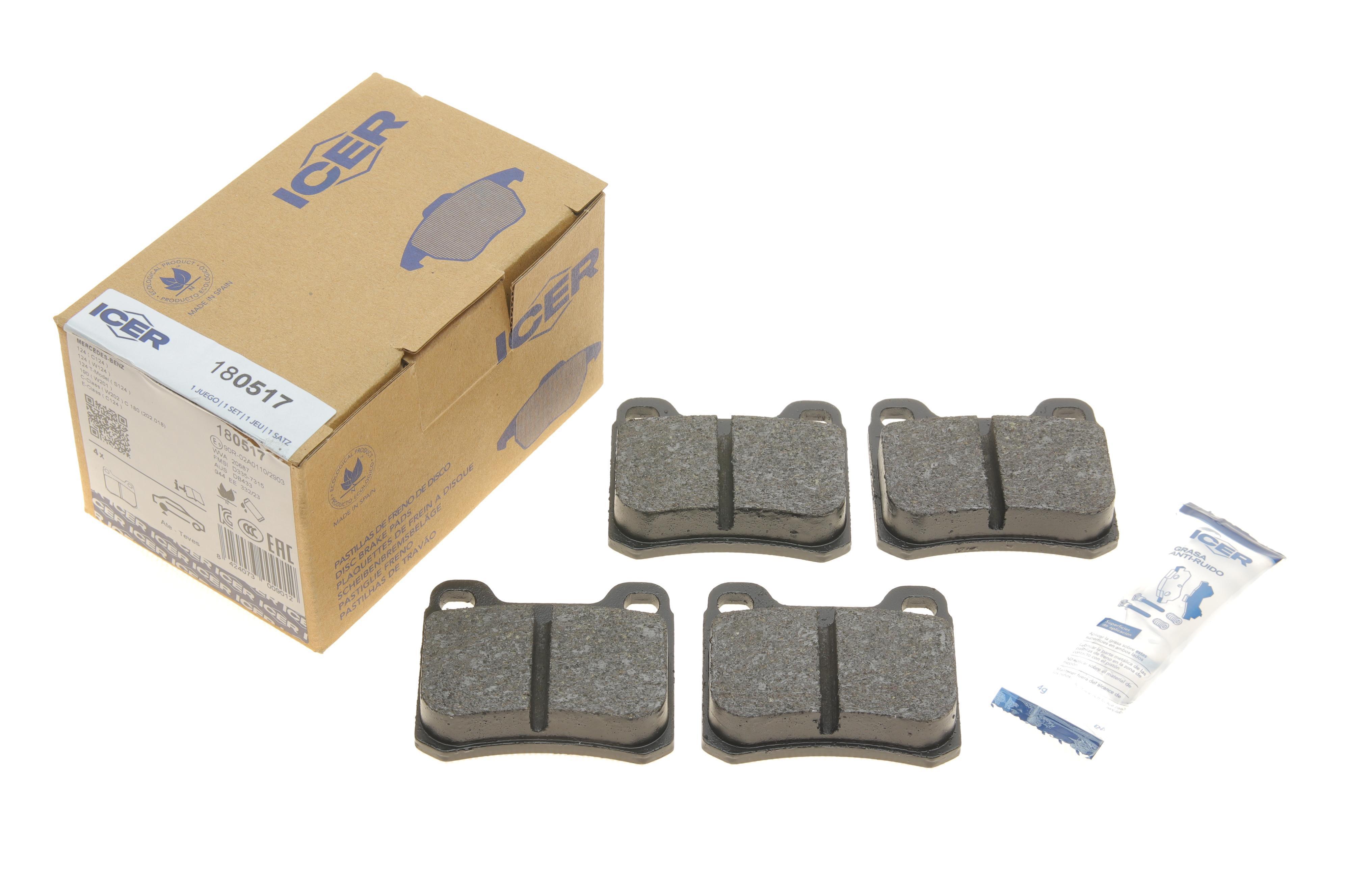 Колодки гальмівні (задні) MB C-class (W202/S202)/E-class (W124/S124/C124) 93-00/MB 100 (W201) 85-93