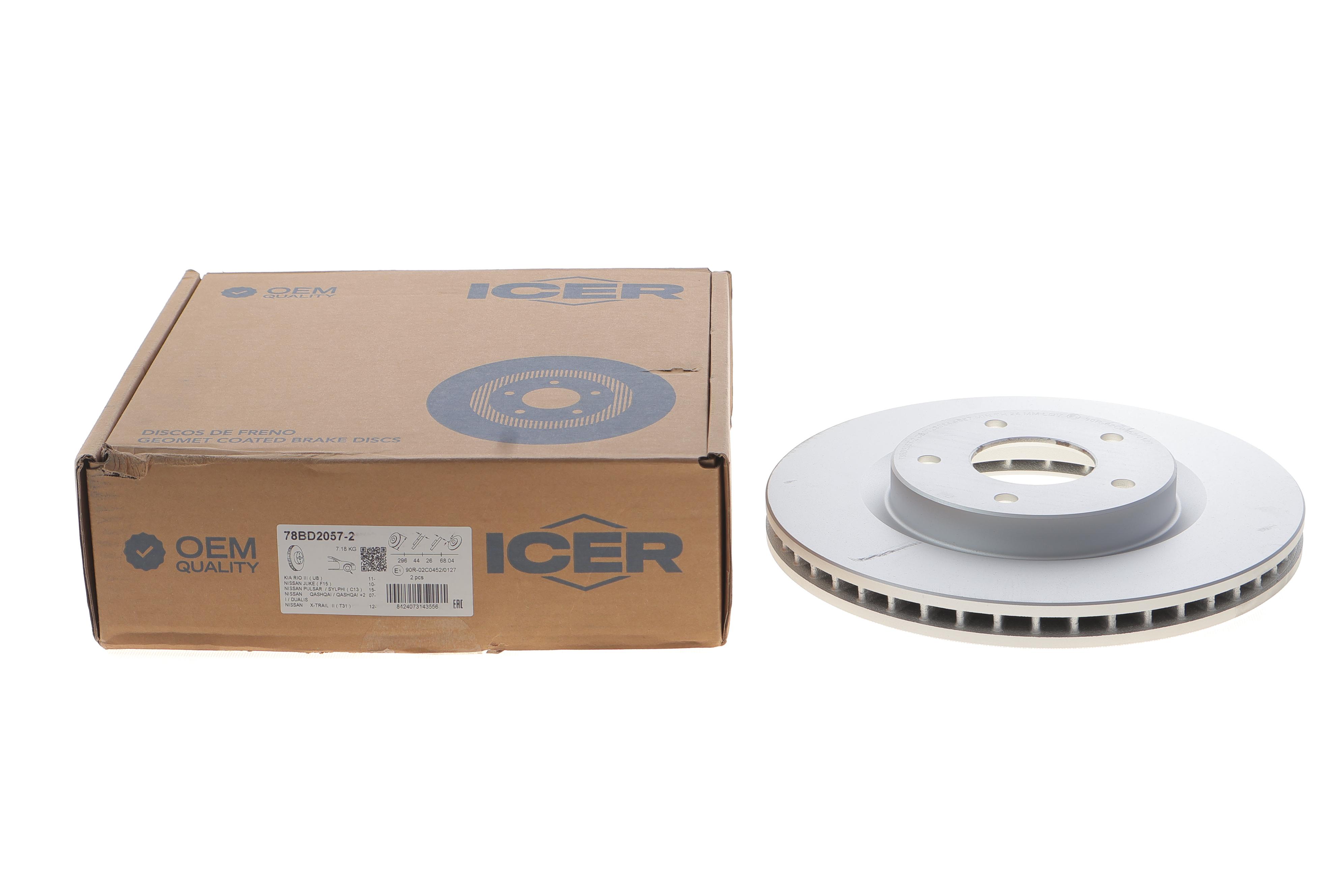 Диск гальмівний (передній) Nissan X-Trail/Qashqai 07-13/Juke/Kia Rio 11- (296x26) (з покр.) (вент.)