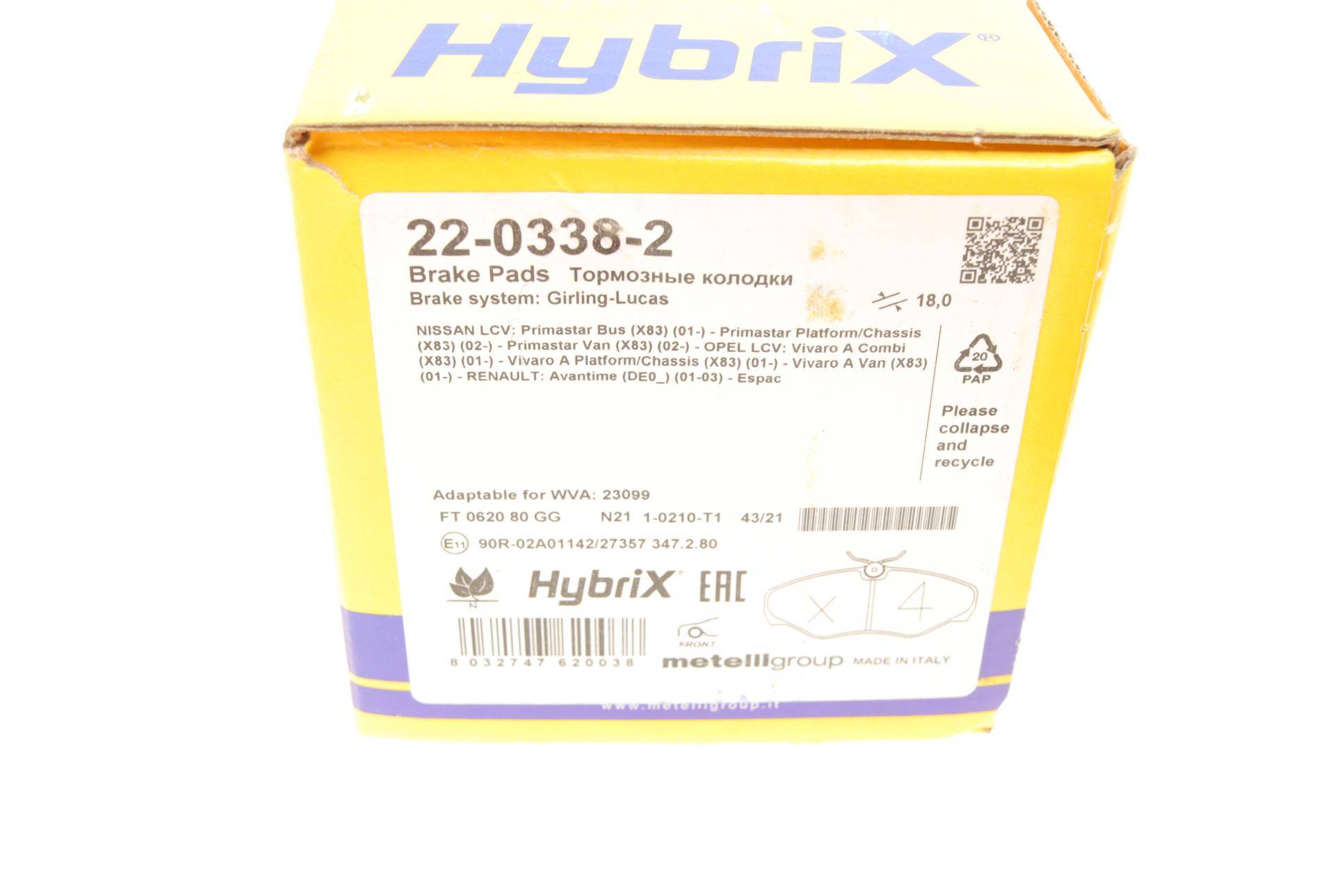 Колодки гальмівні (передні) Renault Trafic II/Opel Vivaro A/Nissan Primastar 01-