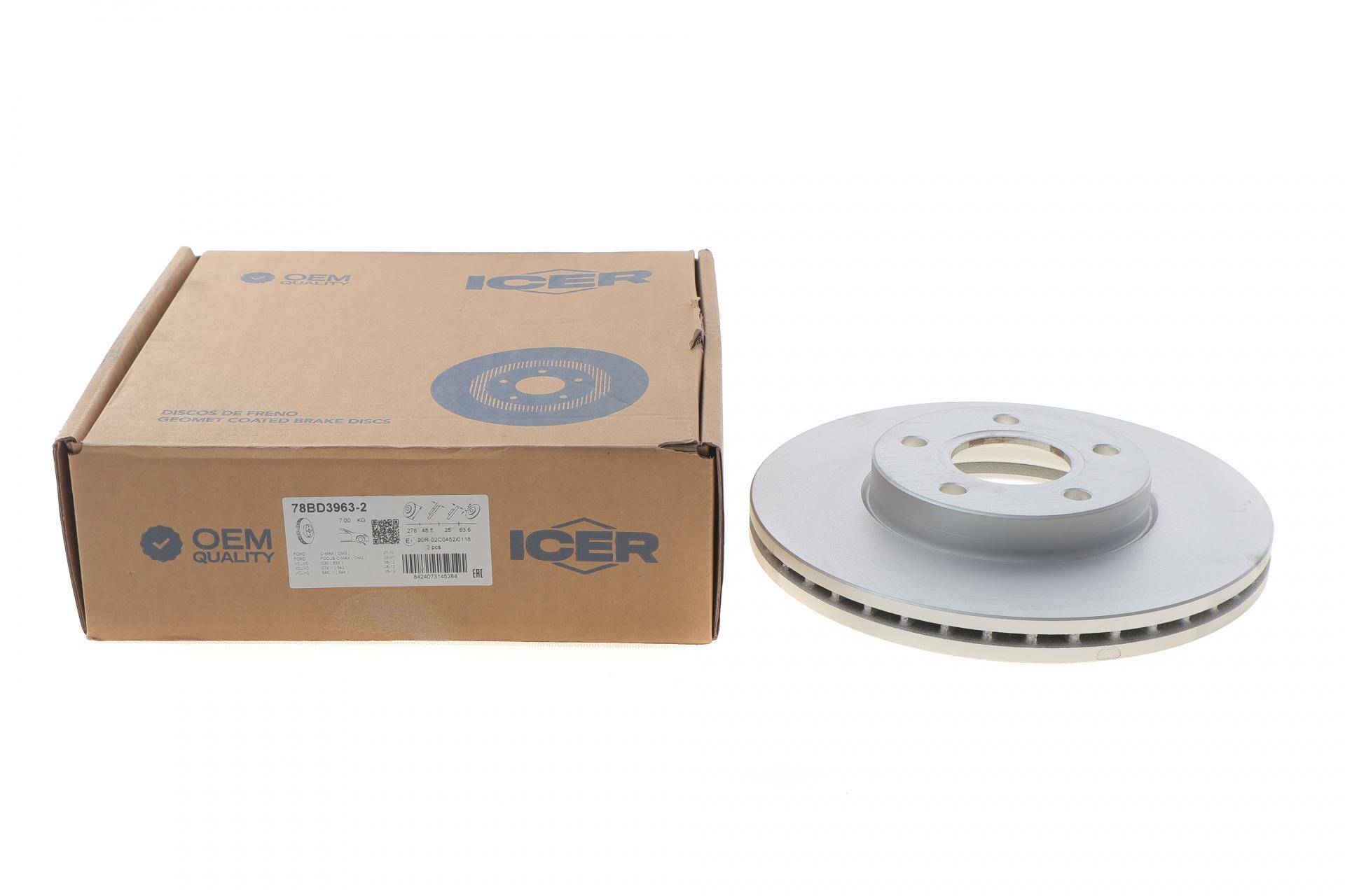 Диск гальмівний (передній) Ford C-Max 07-10/Focus/Volvo C30/C70/S40 04-12 (278x25)(з покр.)(вент.)