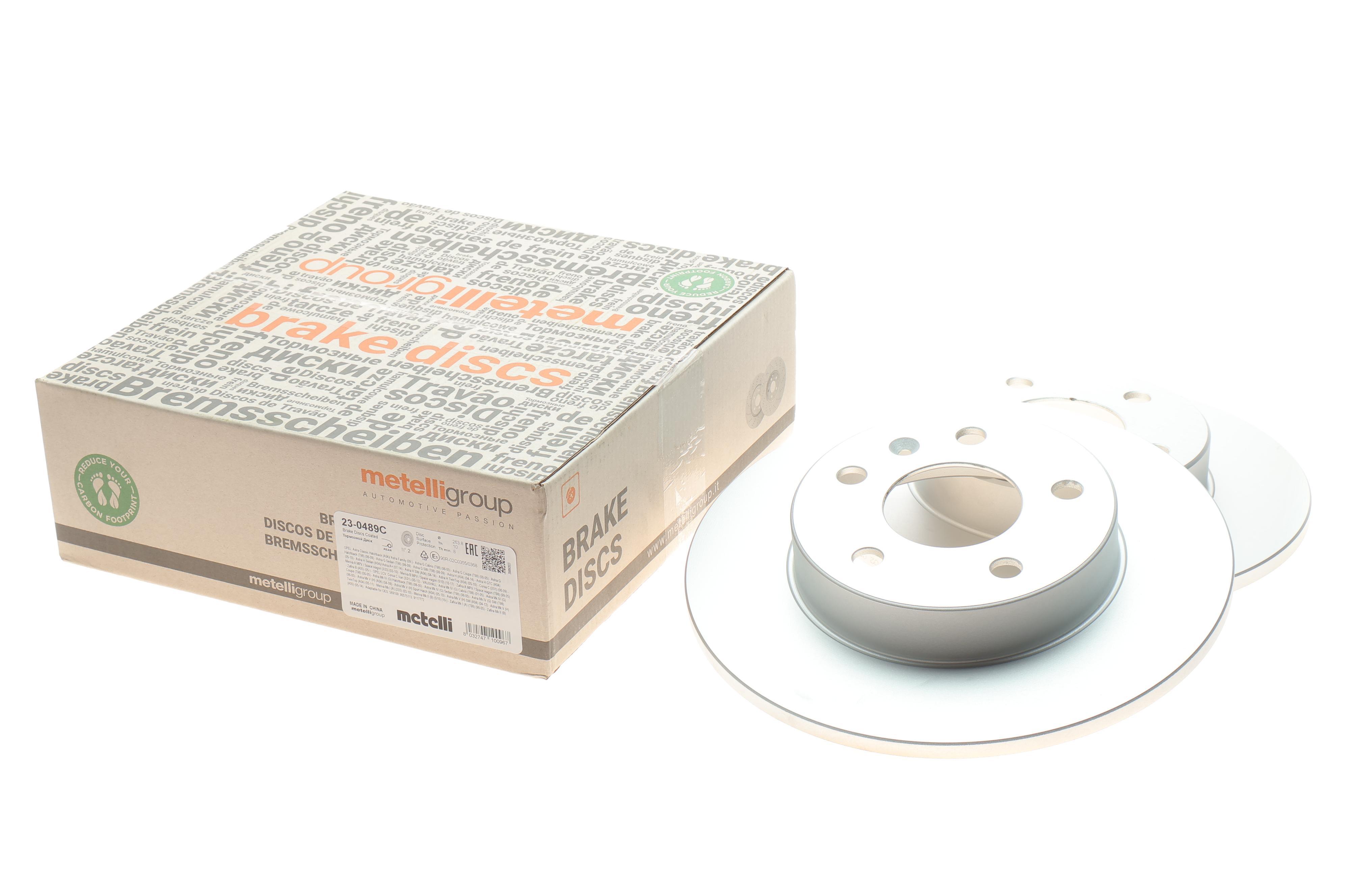 Диск гальмівний (задній) Opel Astra G/H 98-/Meriva A/B 03-/Zafira A/B 99- (264x10) (з покр.) (повний)