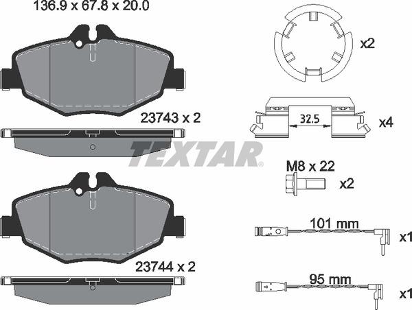 Колодки гальмівні (передні) MB E-class (W211) 02-09 (Bosch) Q+ (з датчиками)