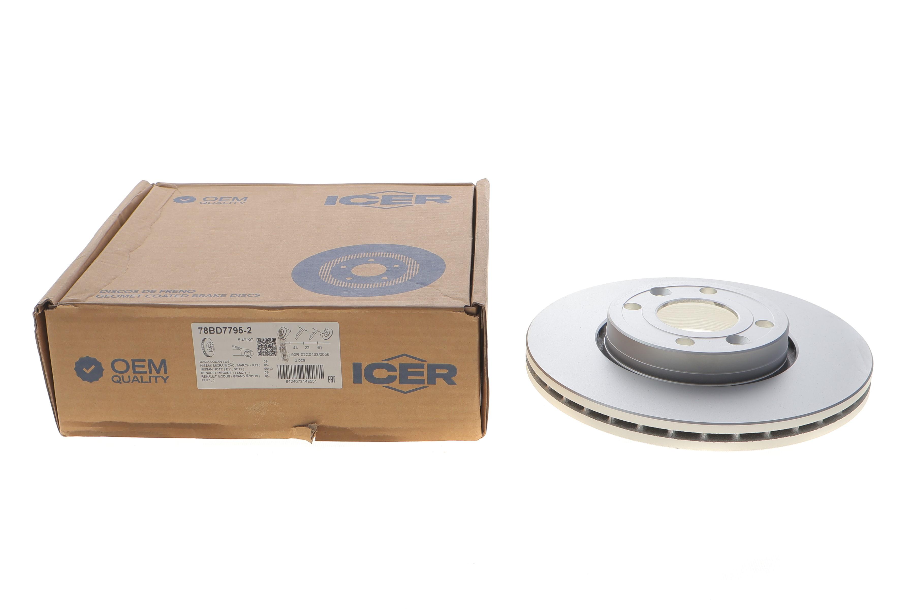 Диск гальмівний (передній) Renault Clio 05-14/Megane 99-/Nissan Note 06-12 (260x22)(з покр.)(вентил.)