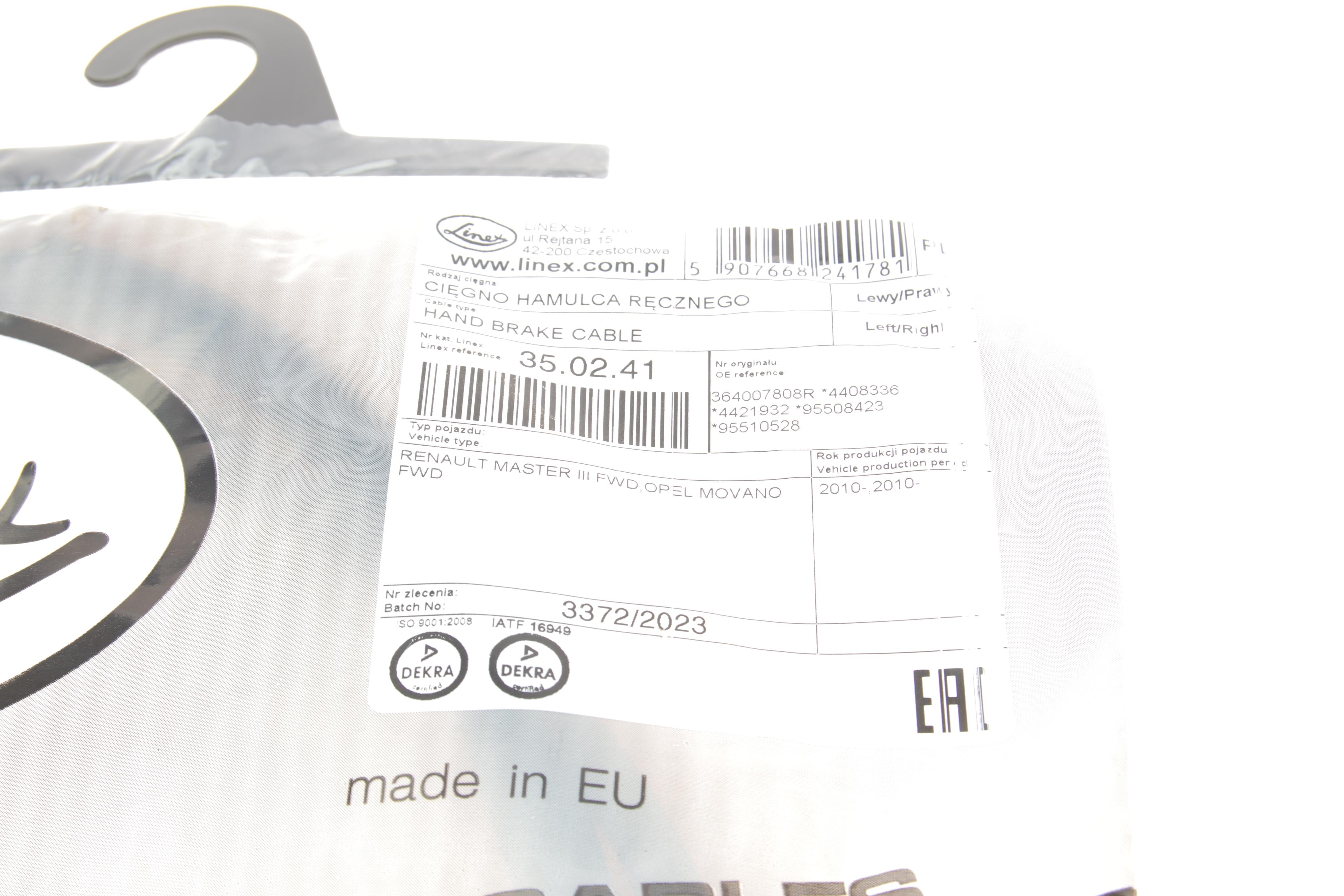 Трос ручника Renault Master III 2.3dCi 10- (1730/1210 мм)