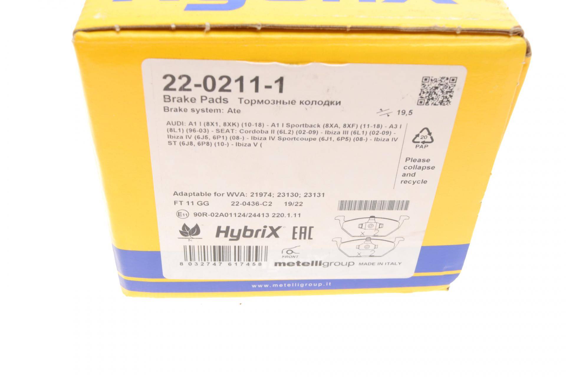 Колодки гальмівні (передні) Audi A3/Seat Toledo 96-04/Skoda Octavia 96-07/VW Golf 97-05/Polo 02-