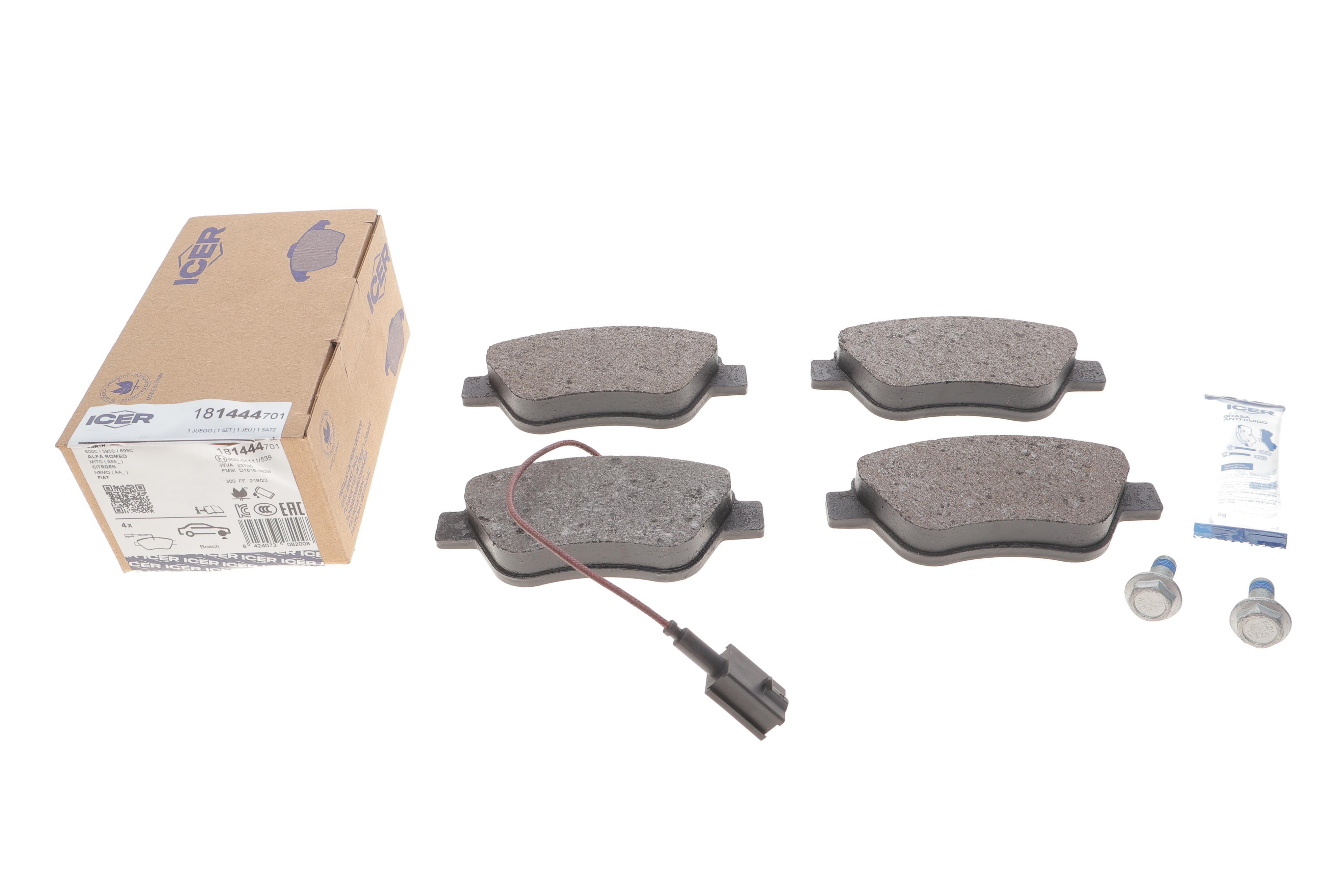 Колодки гальмівні (передні) Citroen Nemo/Peugeot Bipper/Fiat Fiorino/Punto 08-/Doblo 01- (+датчик)