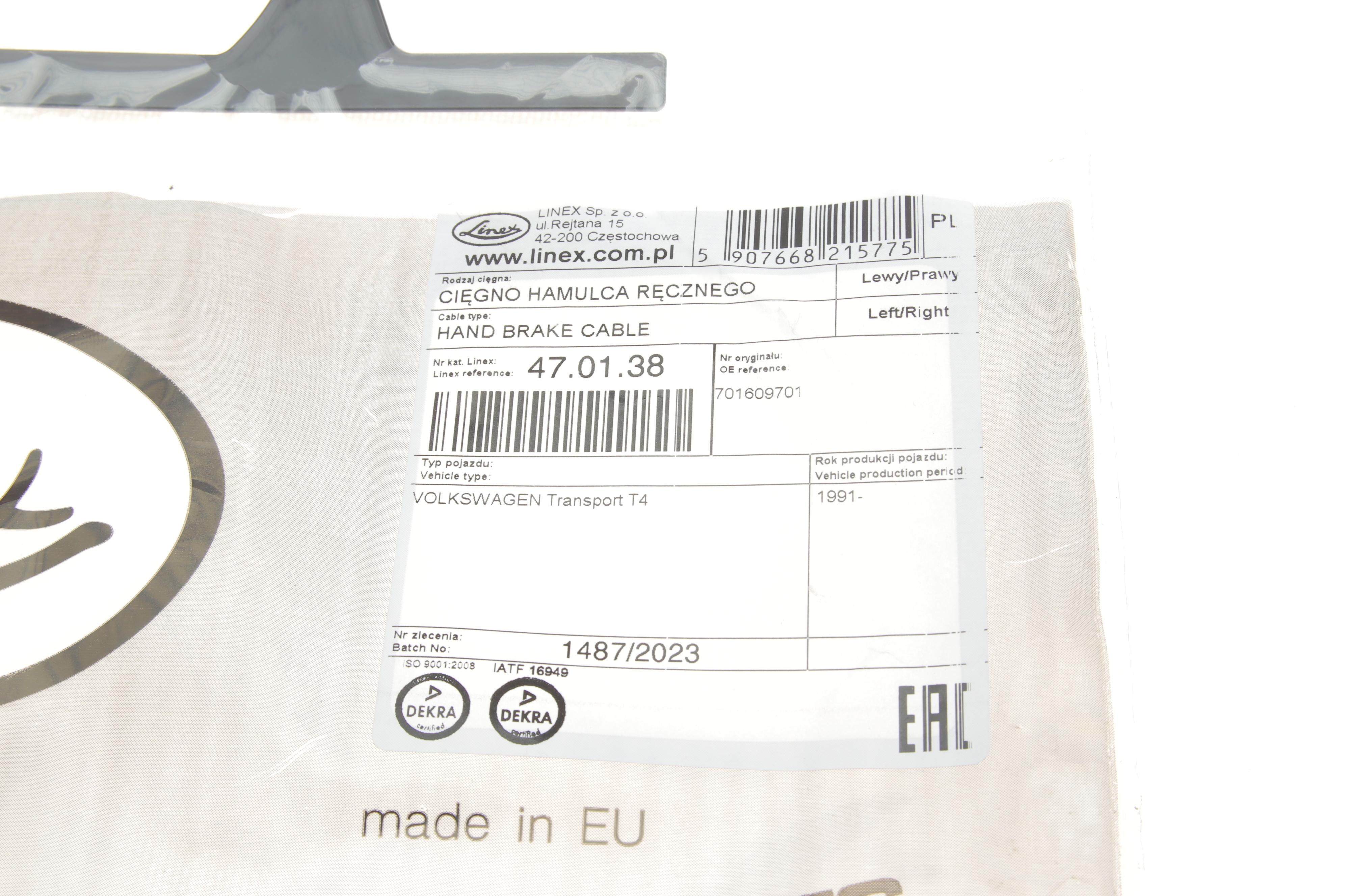 Трос ручника (задній) VW T4 (барабанні гальма)