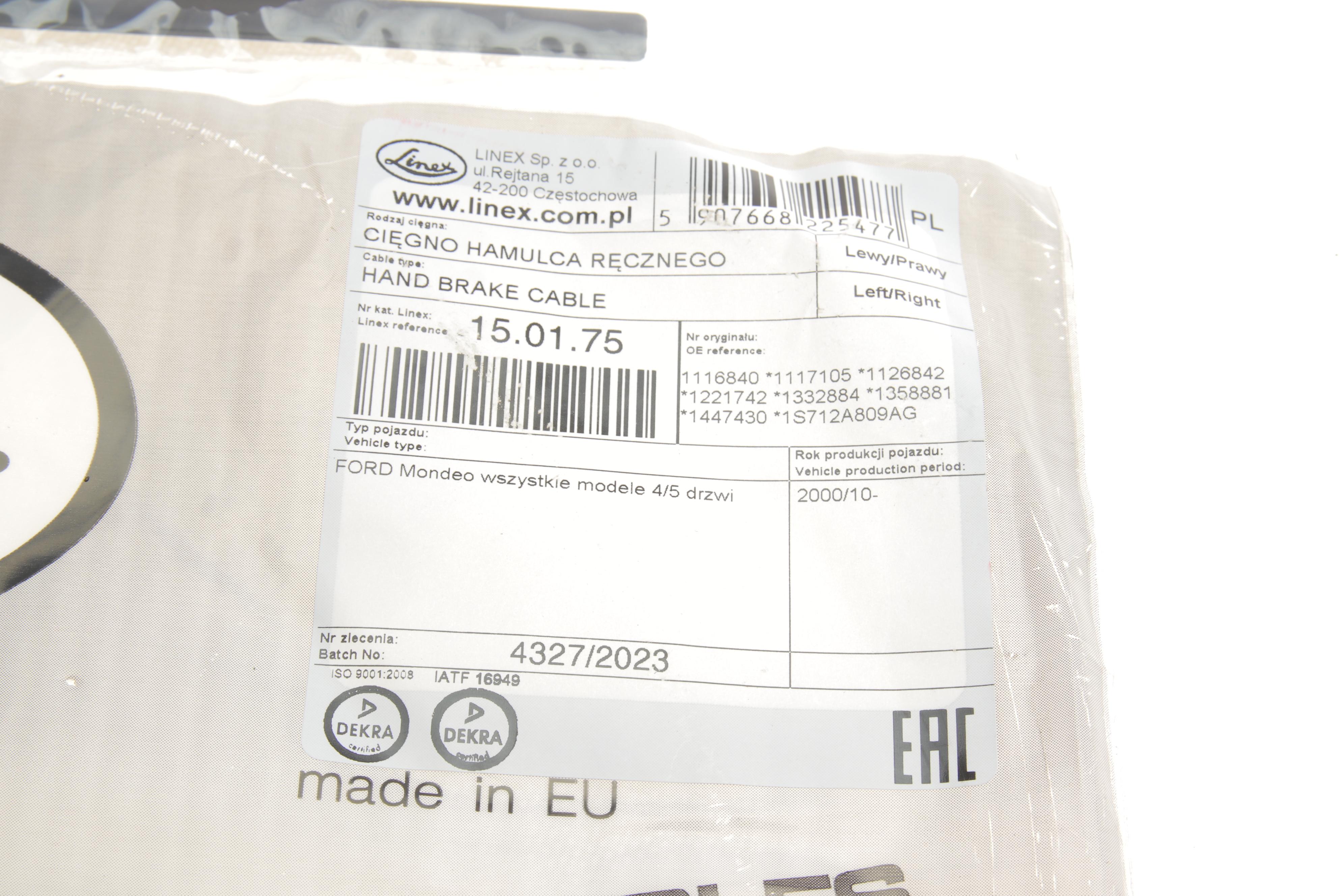 Трос ручника Ford Mondeo III 1.8/2.0 00- (1735/1532 мм)