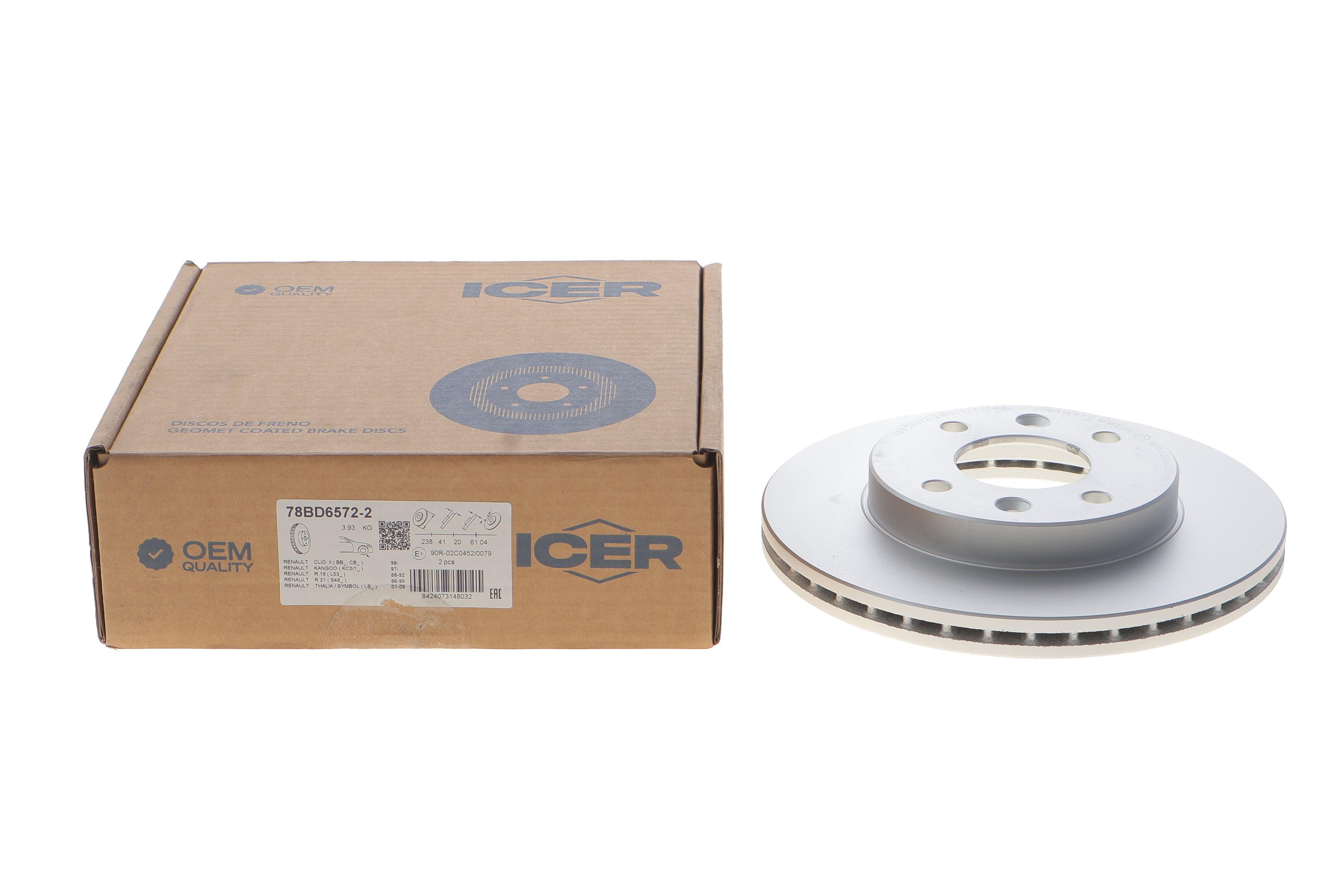 Диск гальмівний (передній) Renault Kangoo 1.2i/1.4i/1.9D 97-00 (238x20) (з покр.) (вентил.)