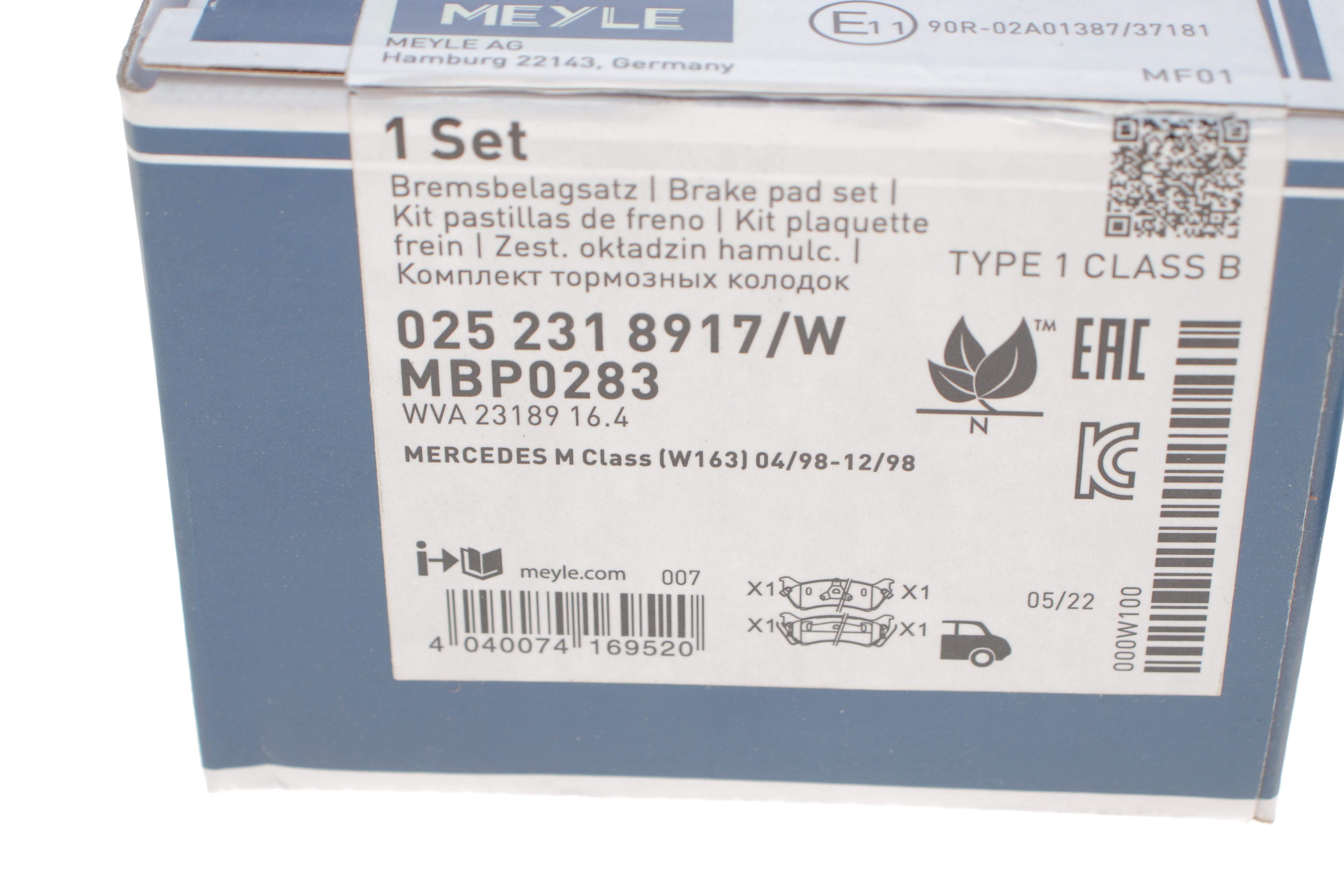 Колодки гальмівні (задні) MB M-class (W163) 98-05