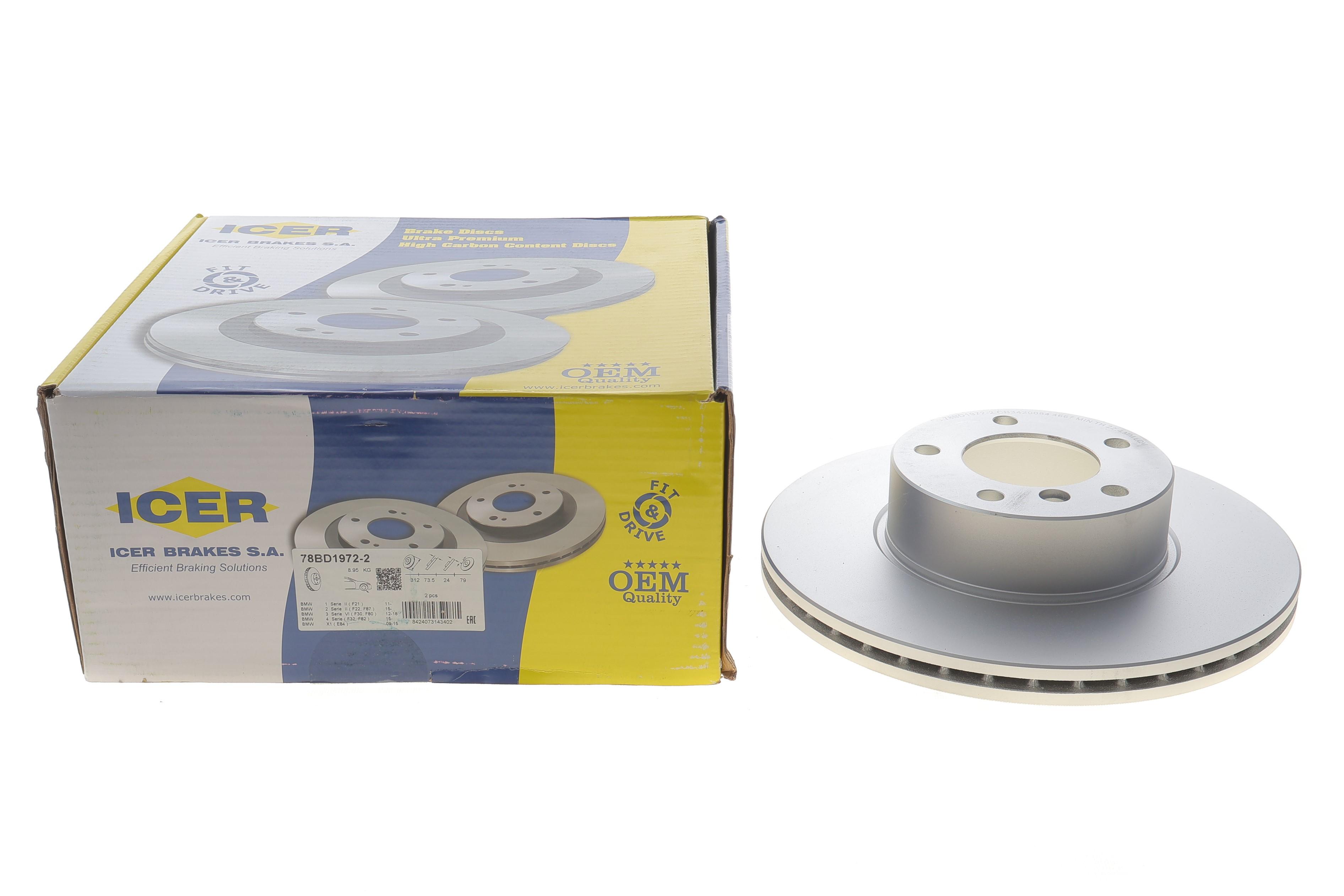 Диск гальмівний (передній) BMW 1 (F20/21) 11-/3 (E90-93/F30-31/F34) 05-/X1 09- (312x24)(з покр)(вент)