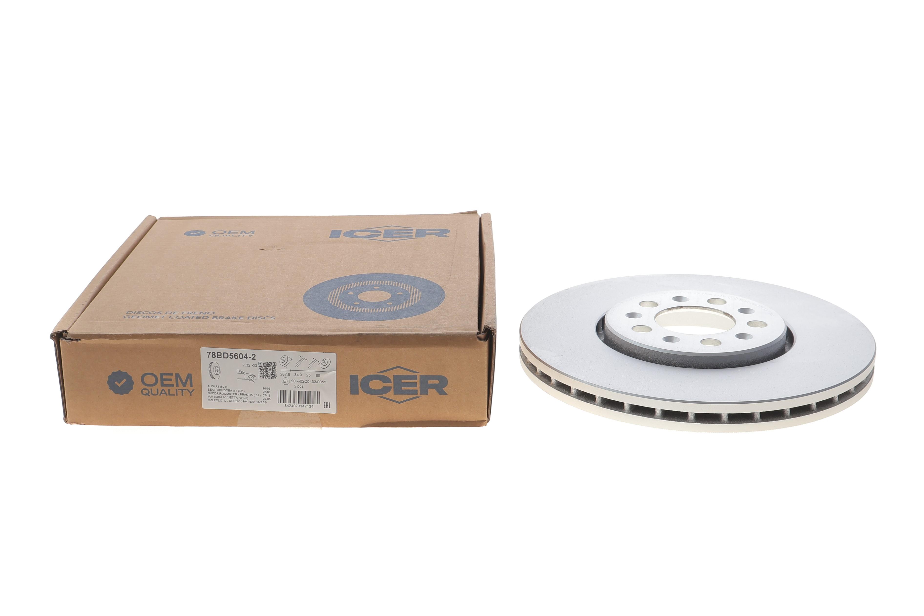 Диск гальмівний (передній) Skoda Fabia/Octavia 96-14/Roomster 06-15/VW Golf (287.6x25)(з покр.)(вент)