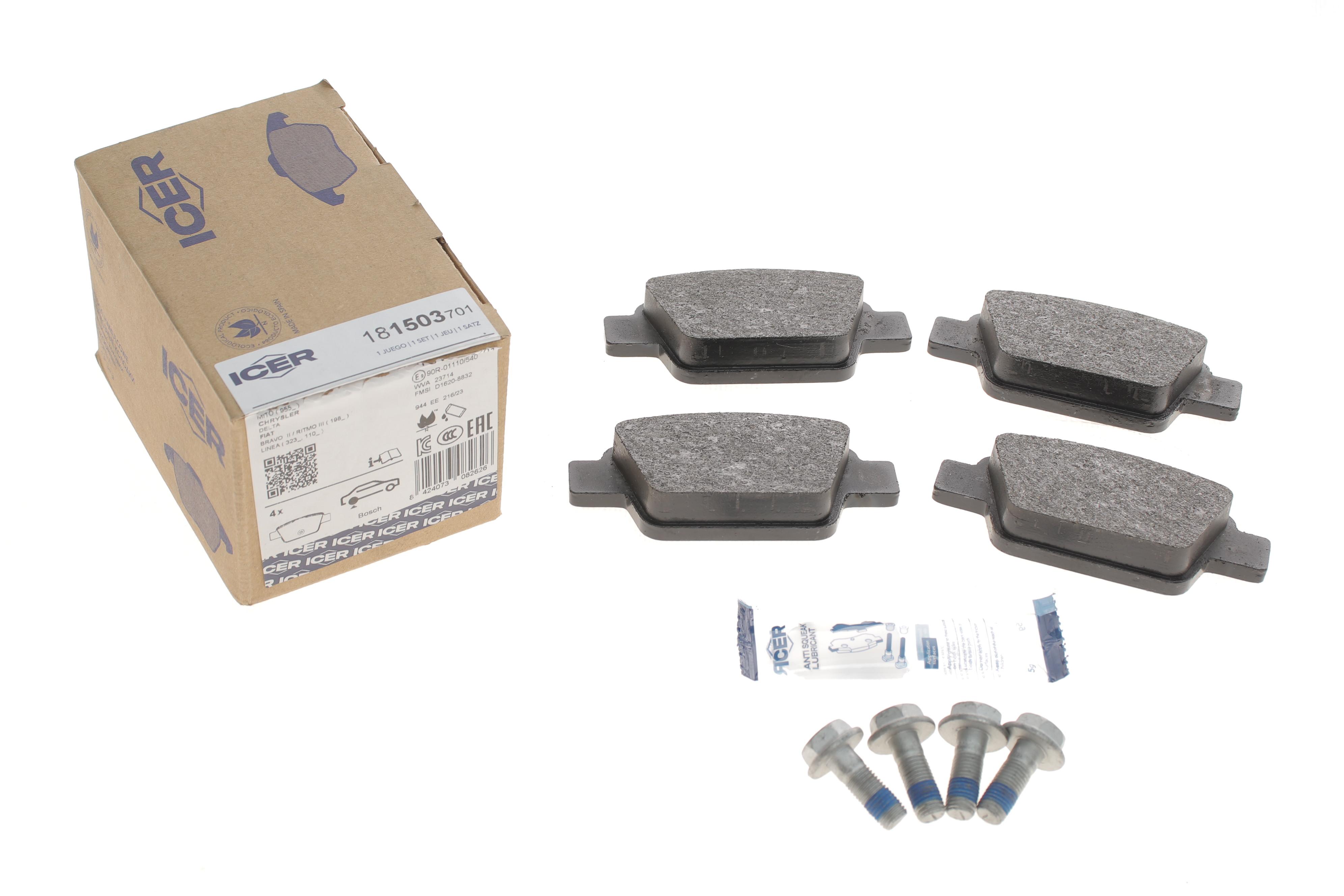 Колодки гальмівні (задні) Fiat Bravo II 07-14/Stilo 01-08/Linea 07-/Multipla 99-10/Lancia Delta 08-