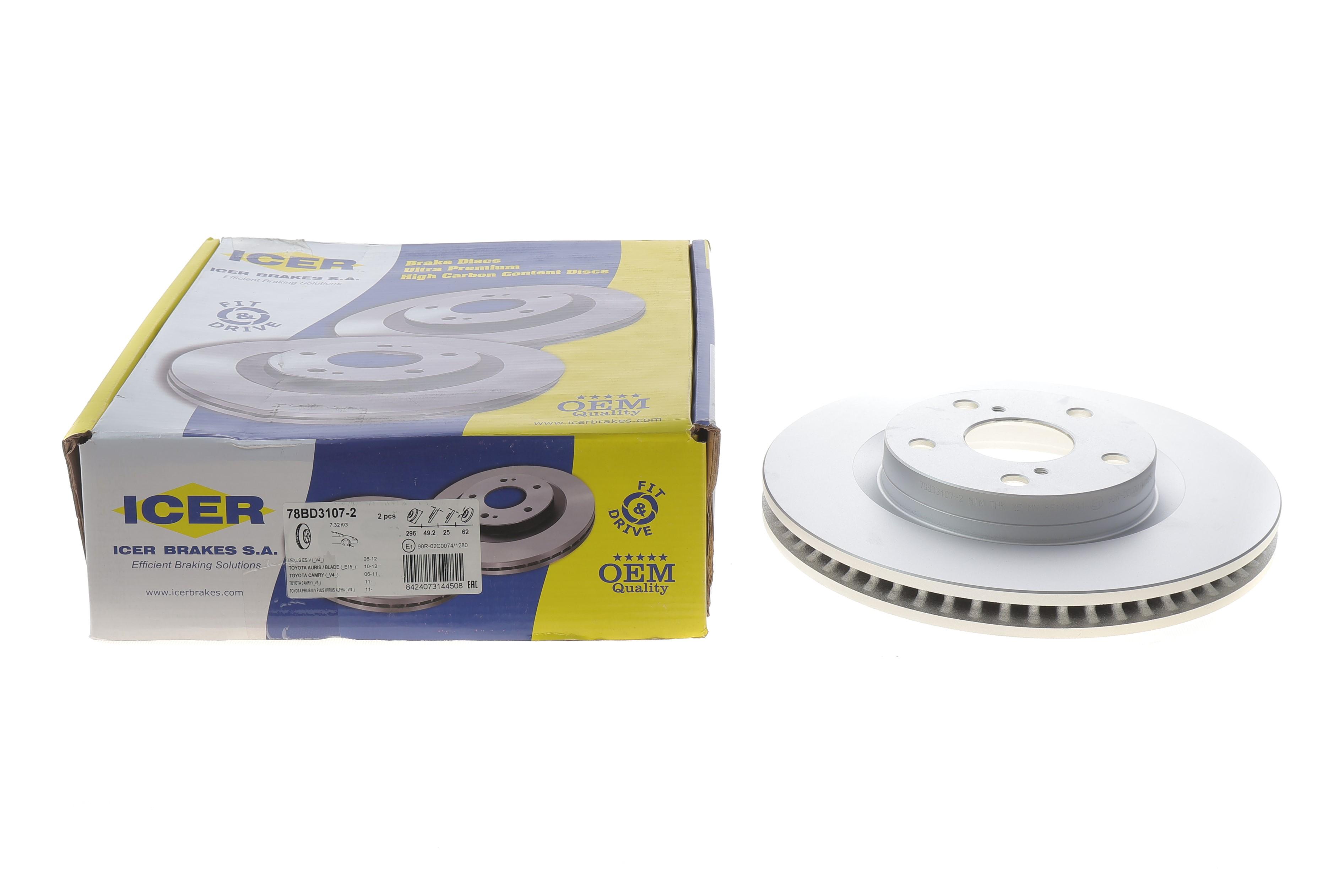 Диск гальмівний (передній) Toyota Aurion/Camry/Rav4 2.0-2.2 06- (296x28) (покрив.) (вентильований)