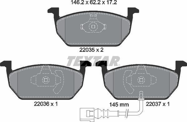 Колодки гальмівні (передні) Audi A3/VW Golf VII 12- (з датчиком) (Teves) Q+