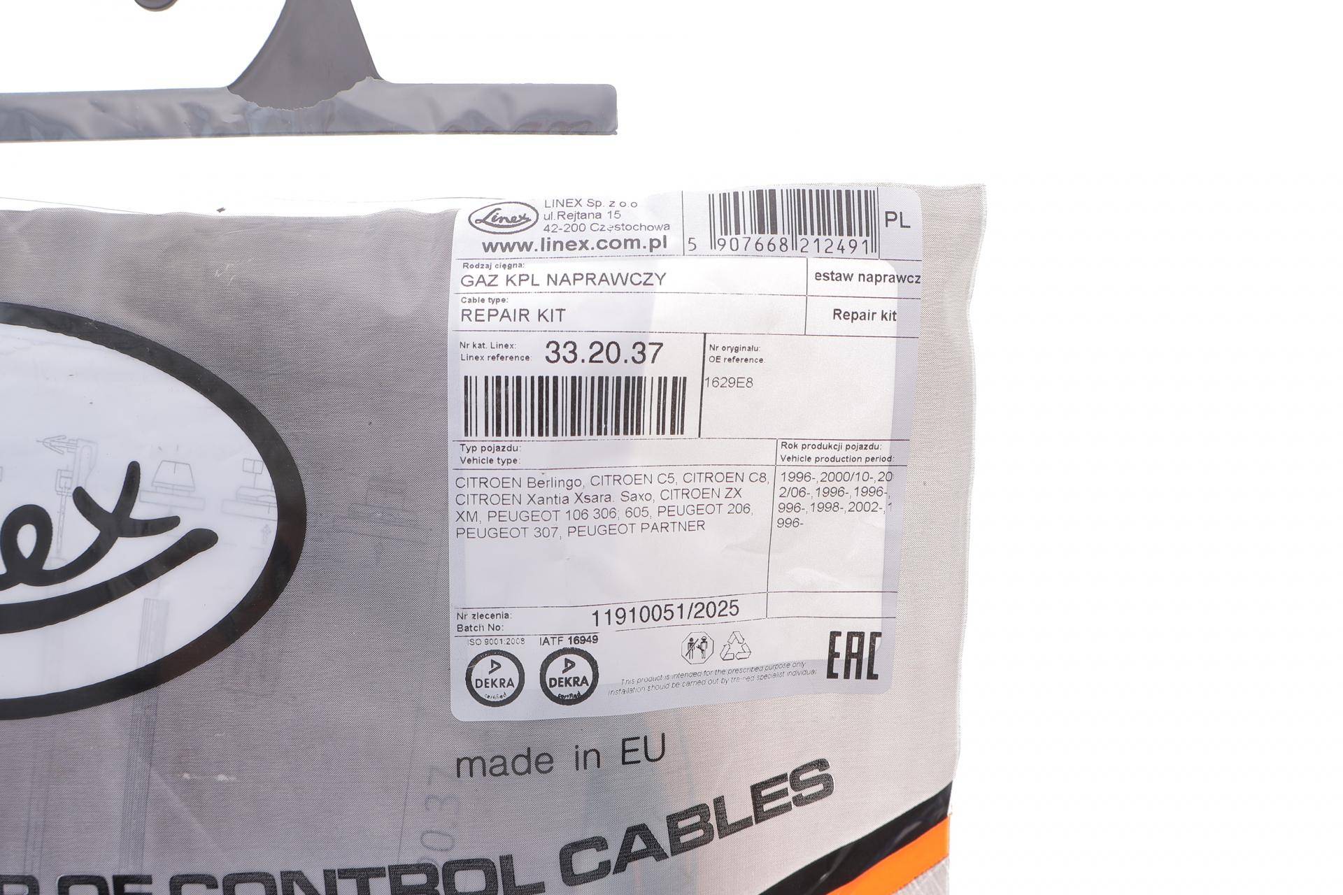 Трос газу Citroen Berlingo/Peugeot Partner 1.4/1.9D 96- (2710/2500 мм)