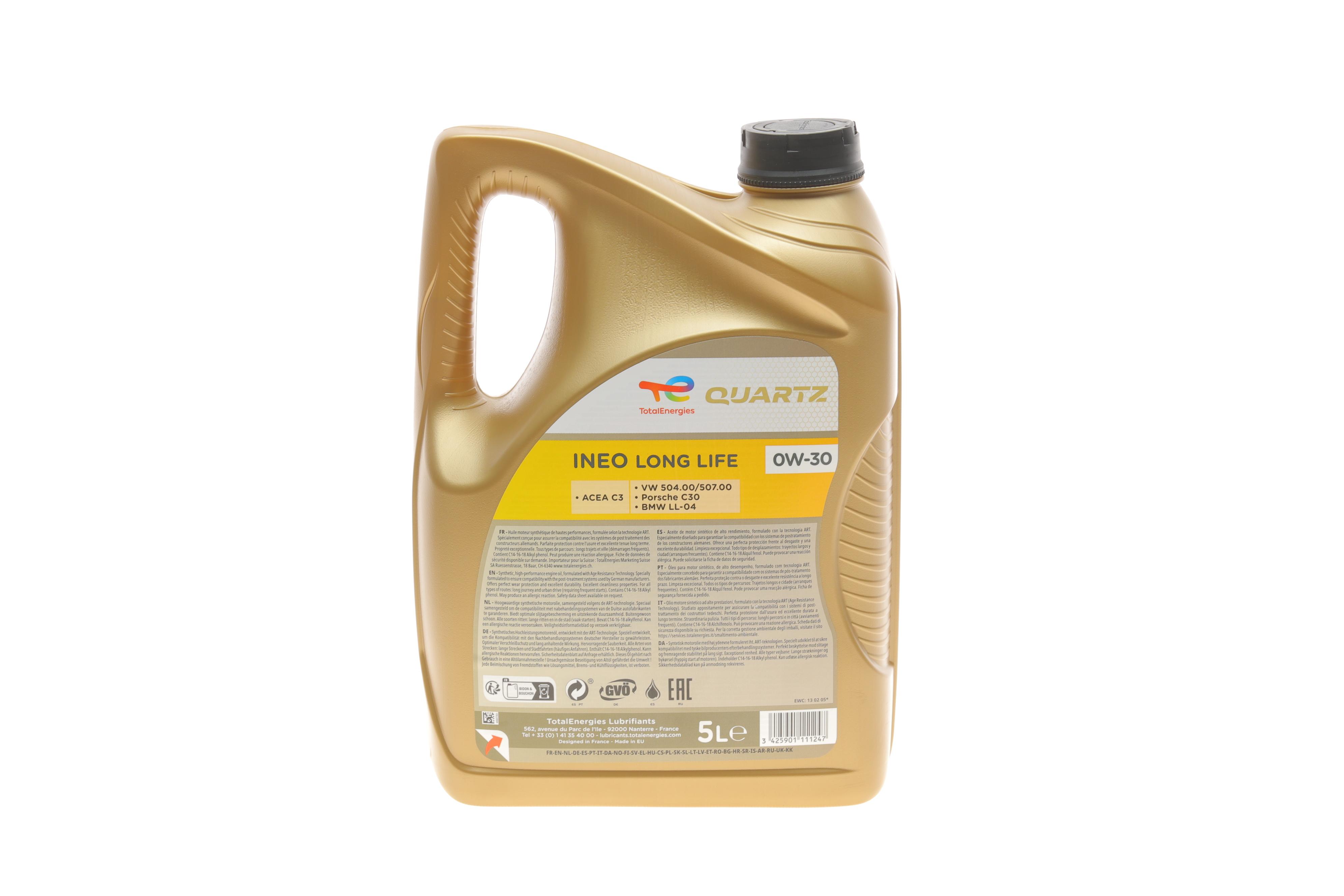 Олива 0W30 Quartz INEO LL (5L) (ACEA C3) (VW504.00/507.00)