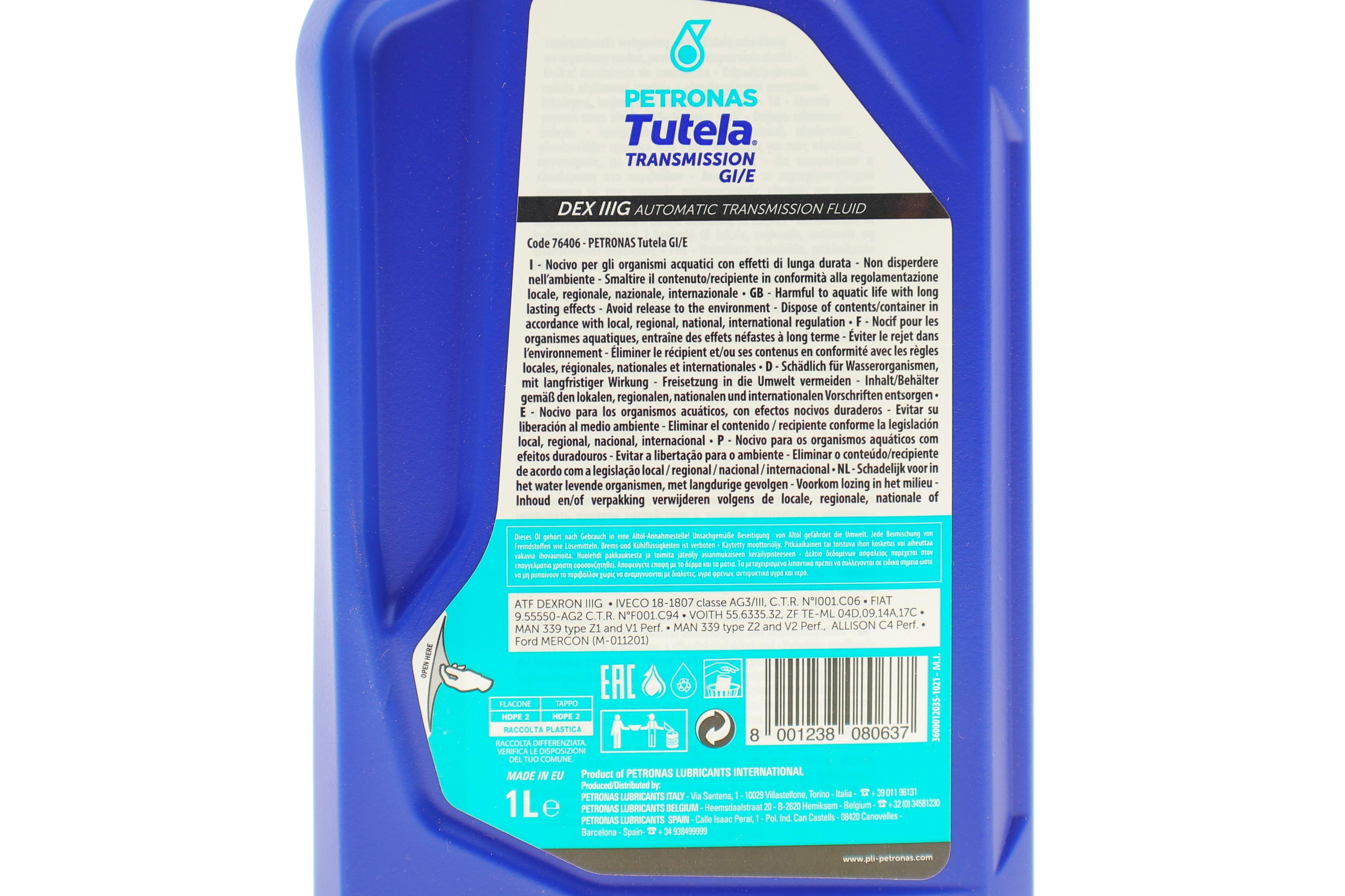 Олива TUTELA TRANSMISSION GI/E (1L) (DEXRON III G/ZF TE-ML 04D/TE-ML 09/FIAT 9.55550-AG2)