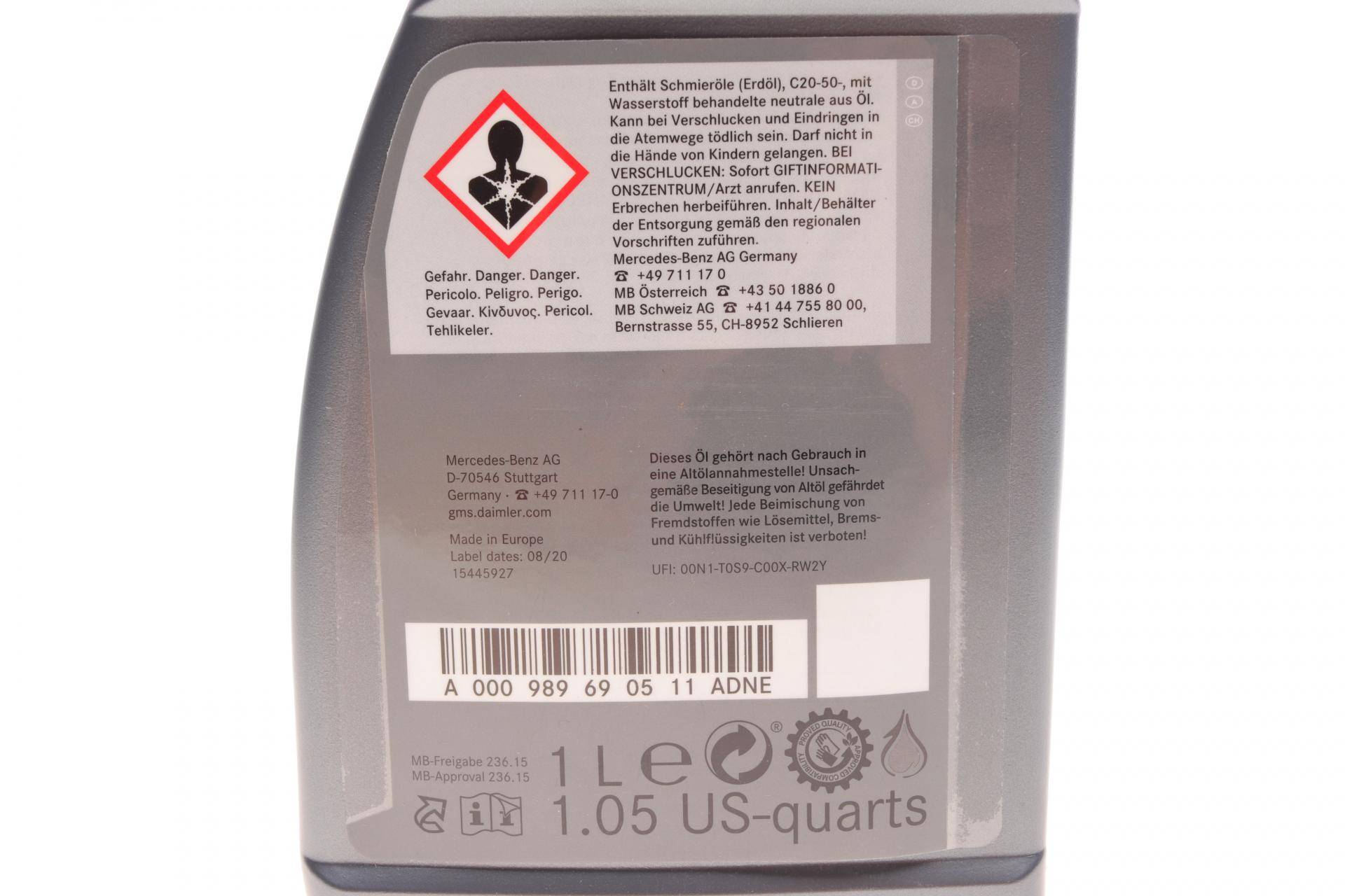 Олива АКПП MB236.15 (1L) 0019897703BAA6/000989690511AULE