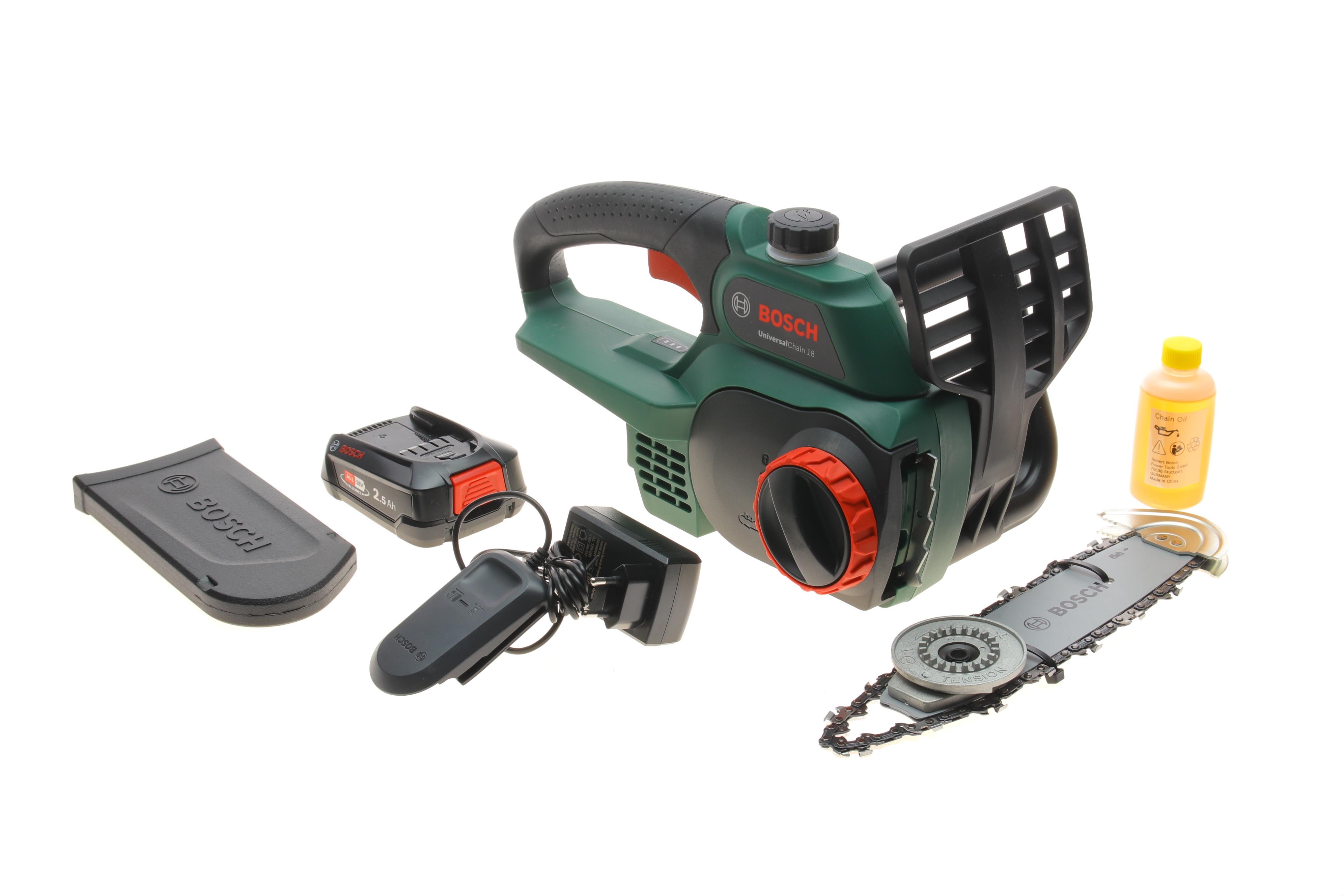 Пила ланцюгова акумуляторна UniversalChain 18 (18V/2.5A/h) 20 см/З автомат. змащенням ланцюга + мастило