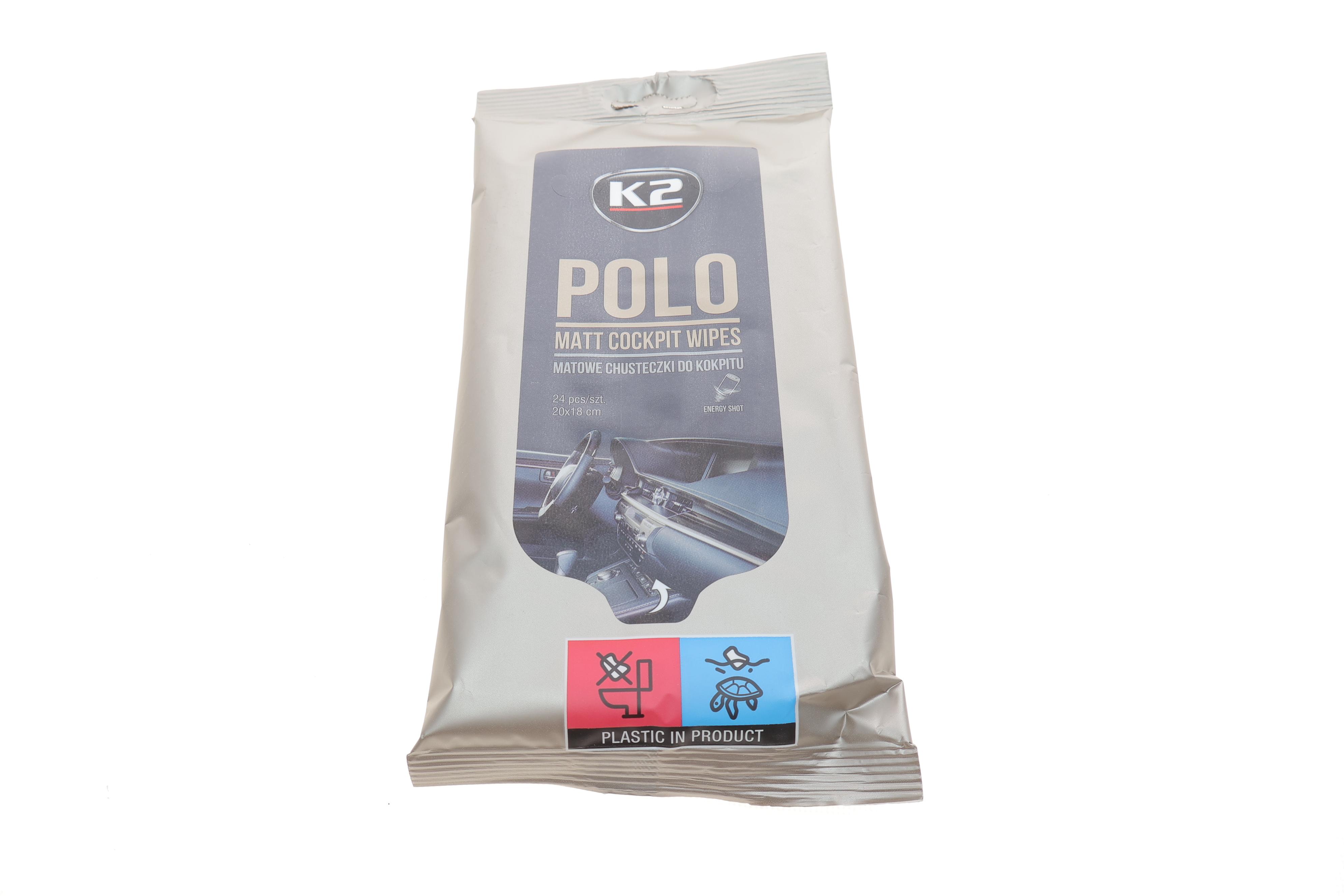 Серветки для догляду за елементами з пластмаси та гуми в салоні Polo Matt Cockpit Wipes (24 шт)