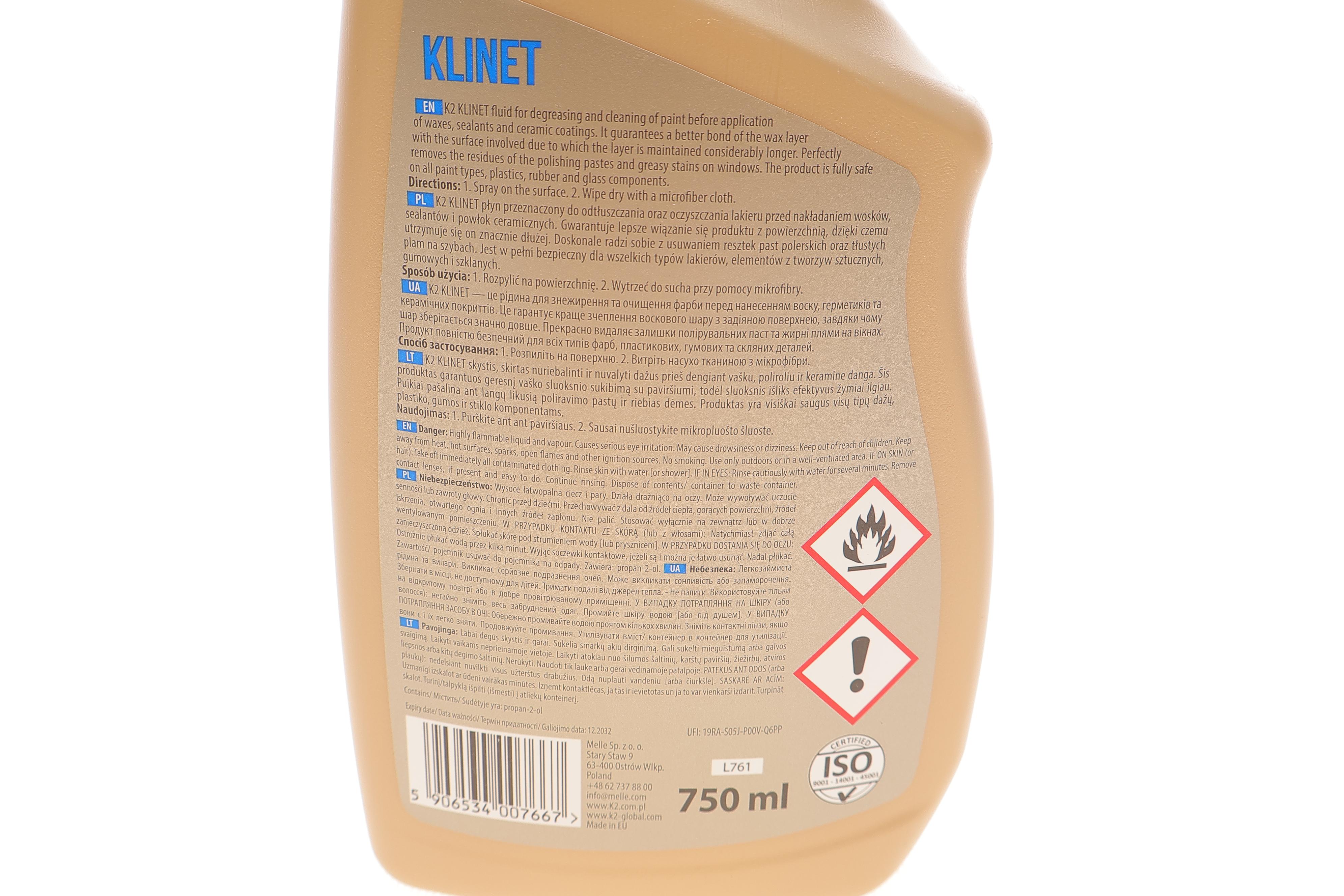 Засіб для обезжирення/очистки фарби перед нанесенням воску/герметика T6 Klinet