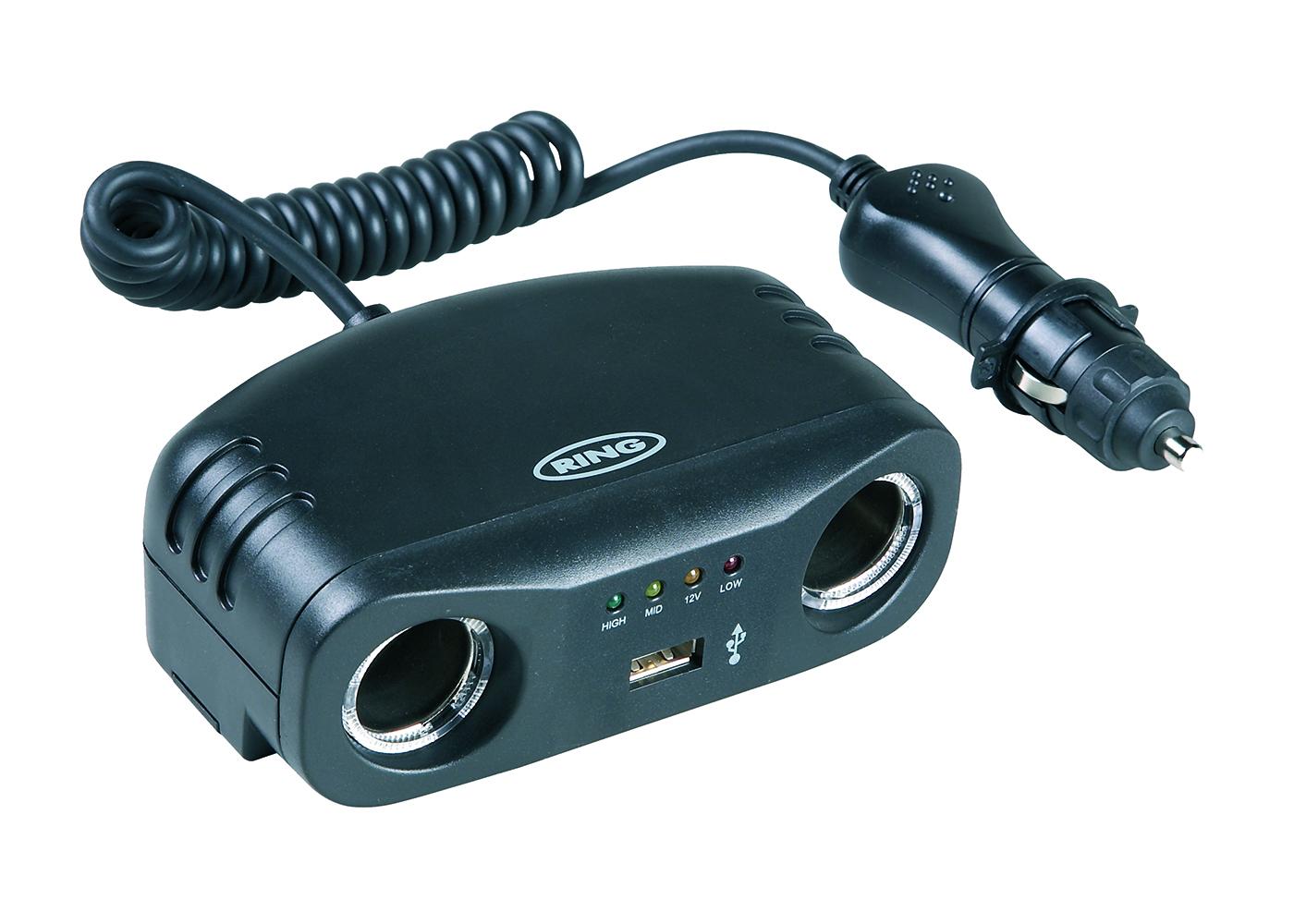 Розгалужувач прикурювача (індикатор батареї) (2x12/1xUSB)