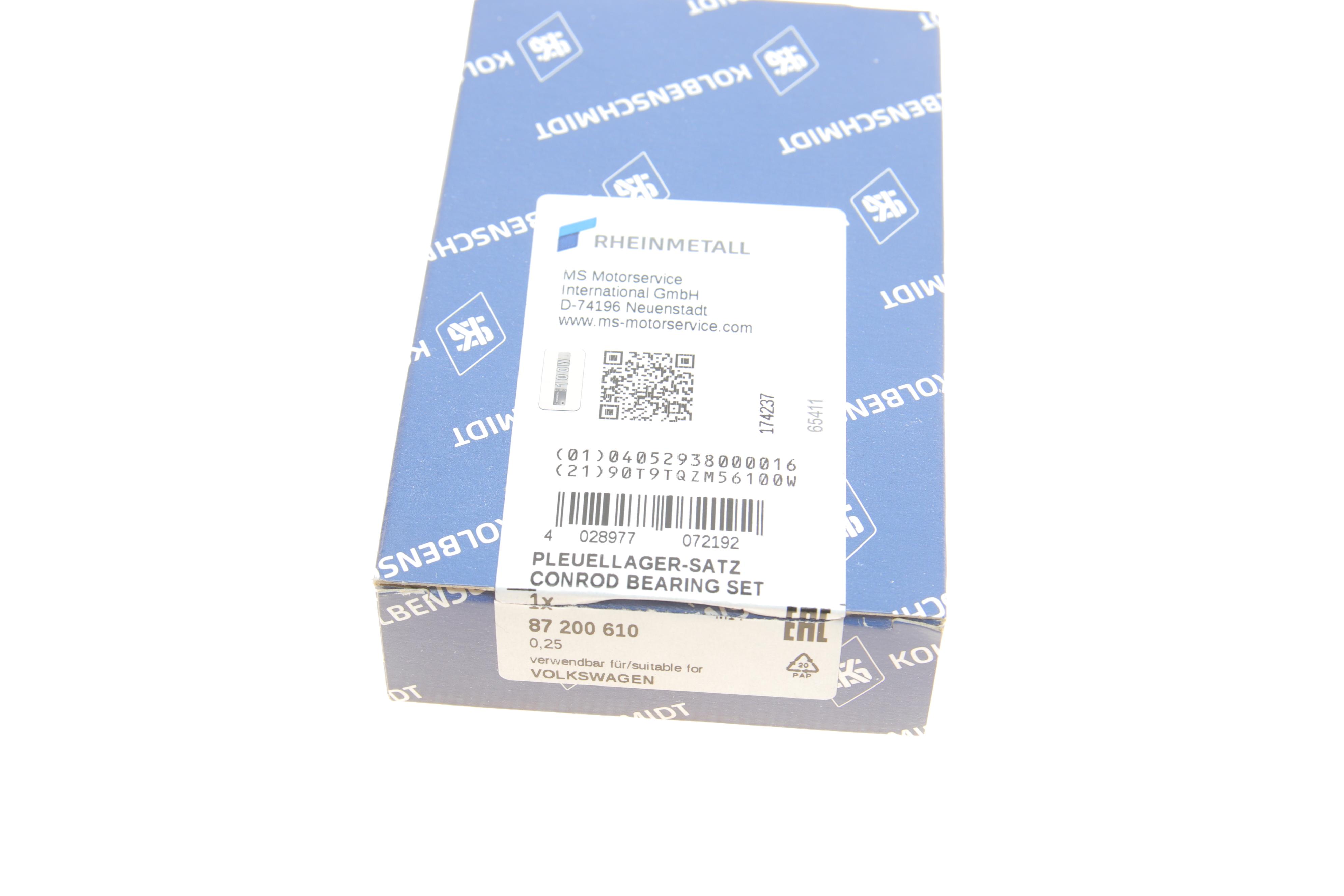 Вкладиші шатунні VW Golf/Passat/Caddy 1.6i/1.8i/2.0i (+0.25)