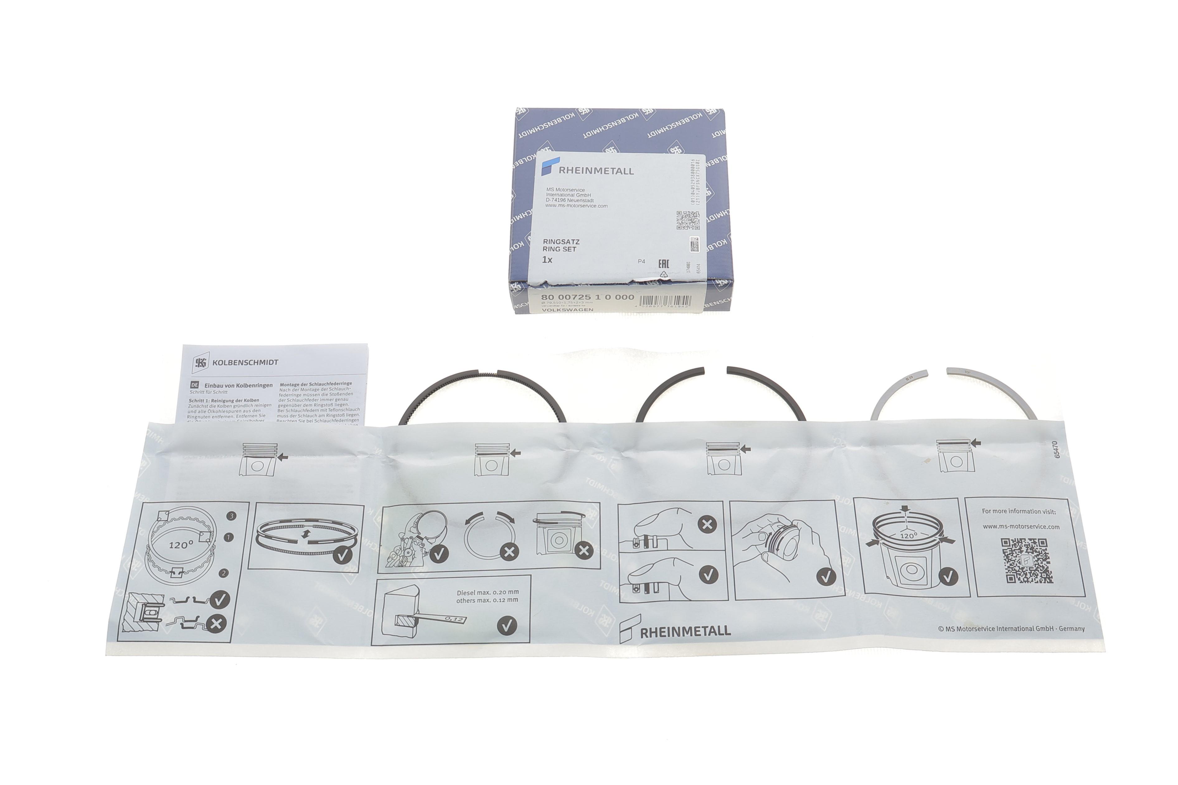 Кільця поршневі VW Caddy/Golf/T4 1.9TDI/2.4D (79.50mm/STD) (1.75-2-3)