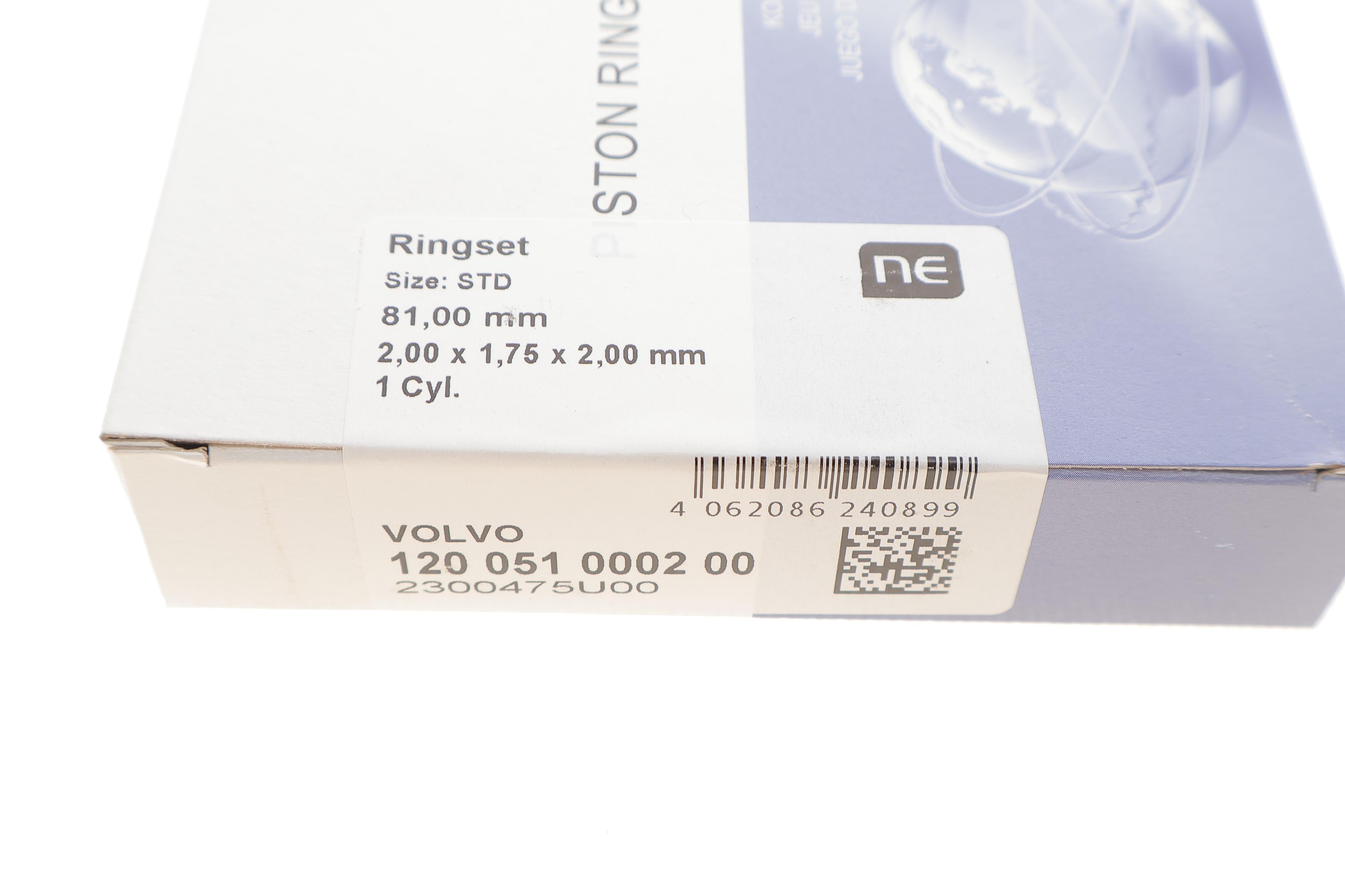 Кільця поршневі Volvo C30/C70/S40/S60/S80/V60/XC60/XC70/XC90 2.4D 01- (81.00mm/STD) (2-1.75-2)