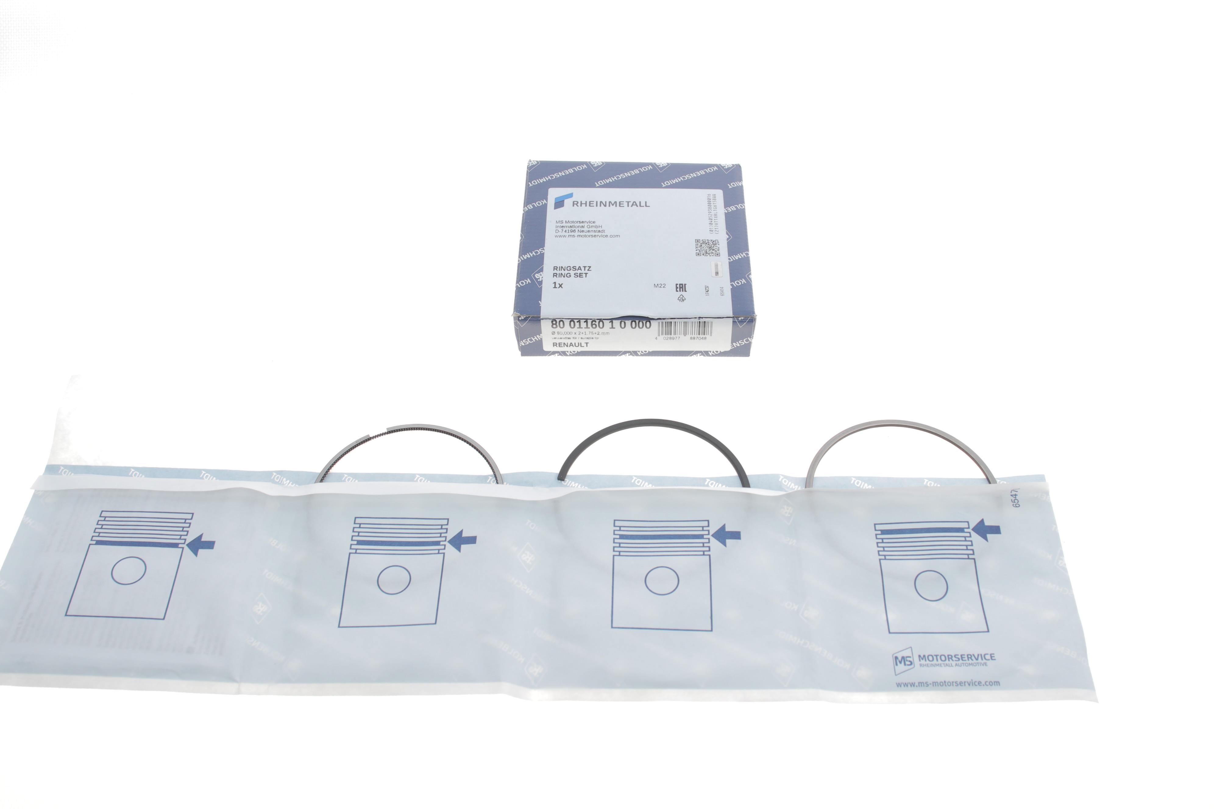 Кільця поршневі Renault Megane 11-/Trafic 1.6DCI/Opel Vivaro 1.6CDTI 14- (80.00mm/STD) (2-1.75-2)