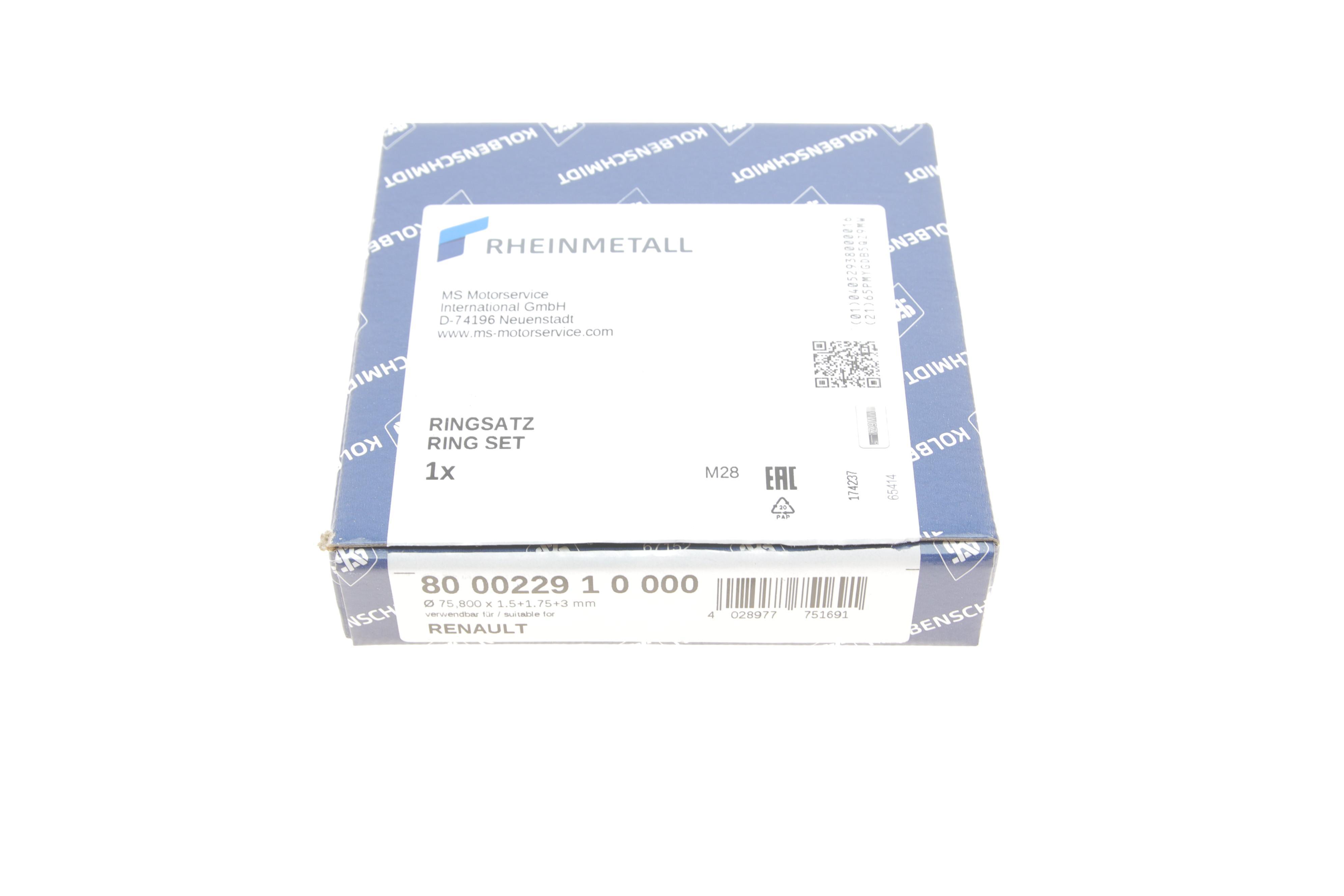 Кільця поршневі Renault Kangoo/Megane I 1.4 96- (75.81mm/STD)