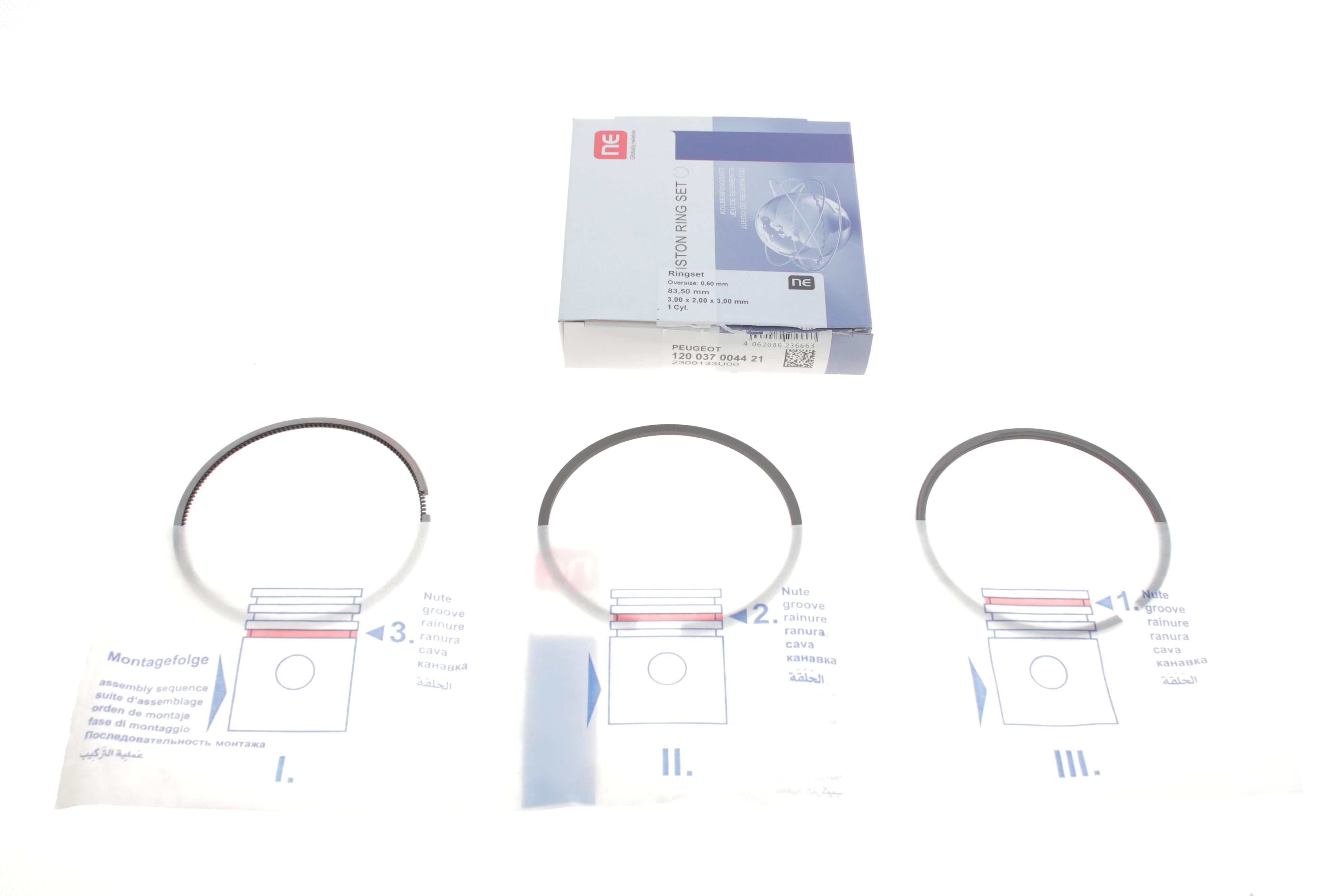 Кільця поршневі Citroen Jumper/Fiat Scudo/Ducato 1.9TD (83.50mm/+0.5) (3-2-3) = 8937445000