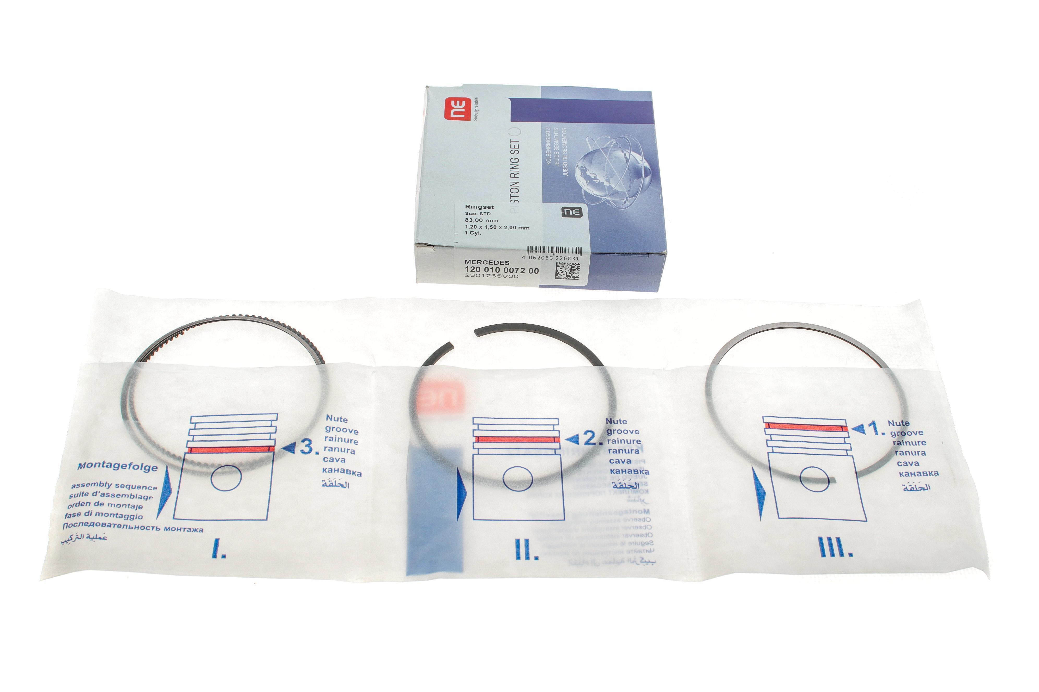 Кільця поршневі MB E-class (W212)/A-class (W176) 1.6-2.0 08- (83.00mm/STD) (1.2-1.5-2) = 8912830000
