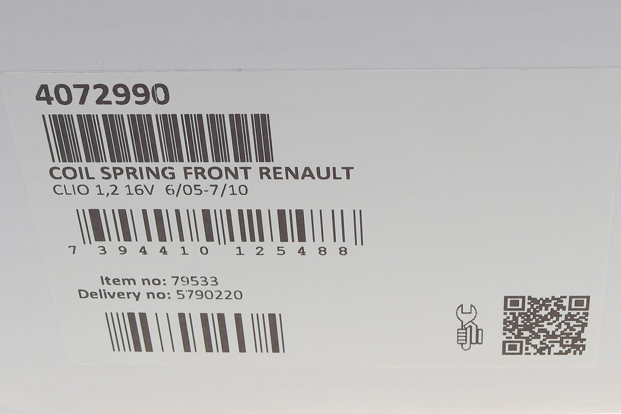 Пружина (передня) Renault Clio III 1.2/1.2 16V/Hi-Flex 05-10 (універсал/нах.зад.частина)