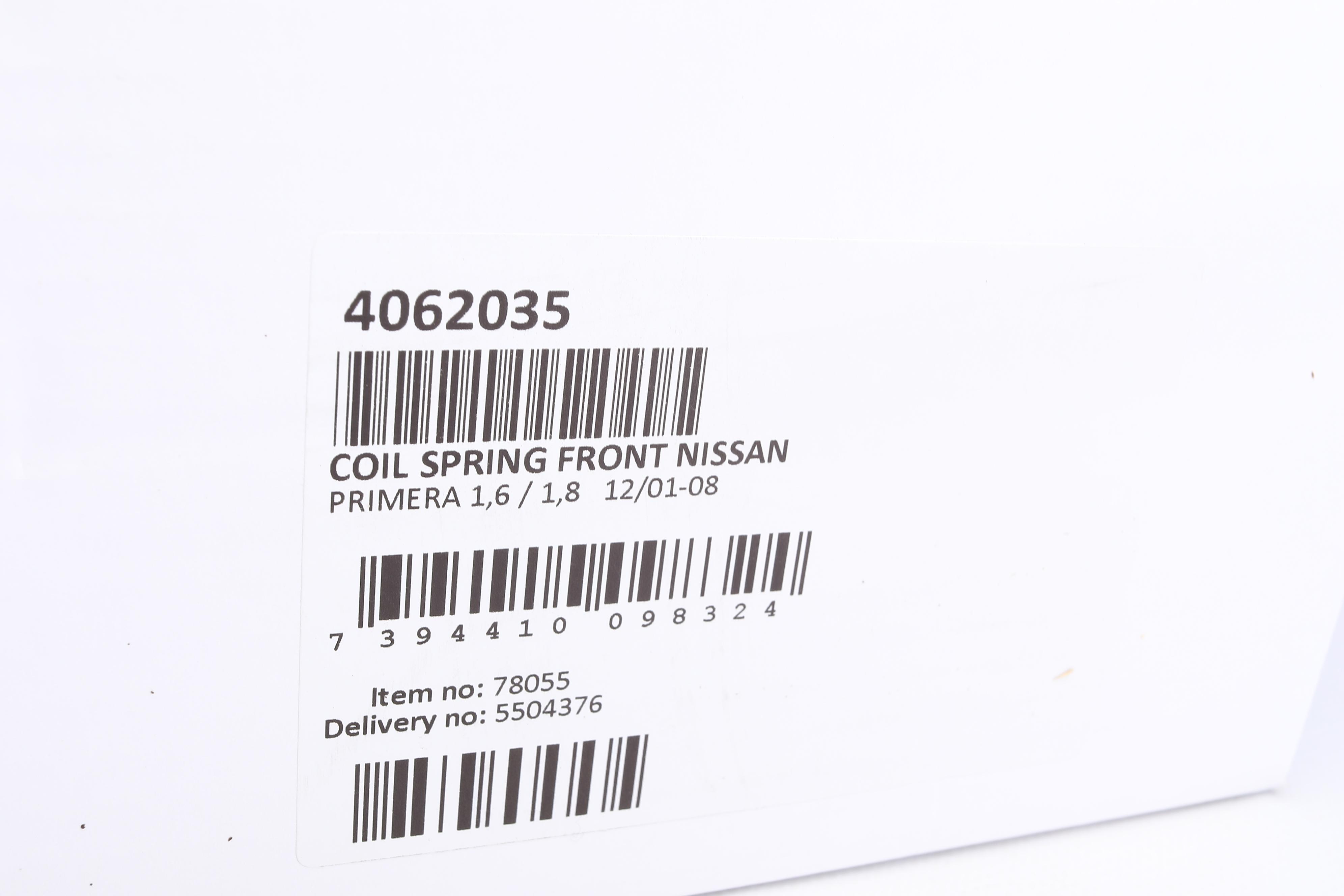 Пружина (передня) Nissan Primera 1.6/1.8 02-08 (седан/універсал/нах.зад.частина)