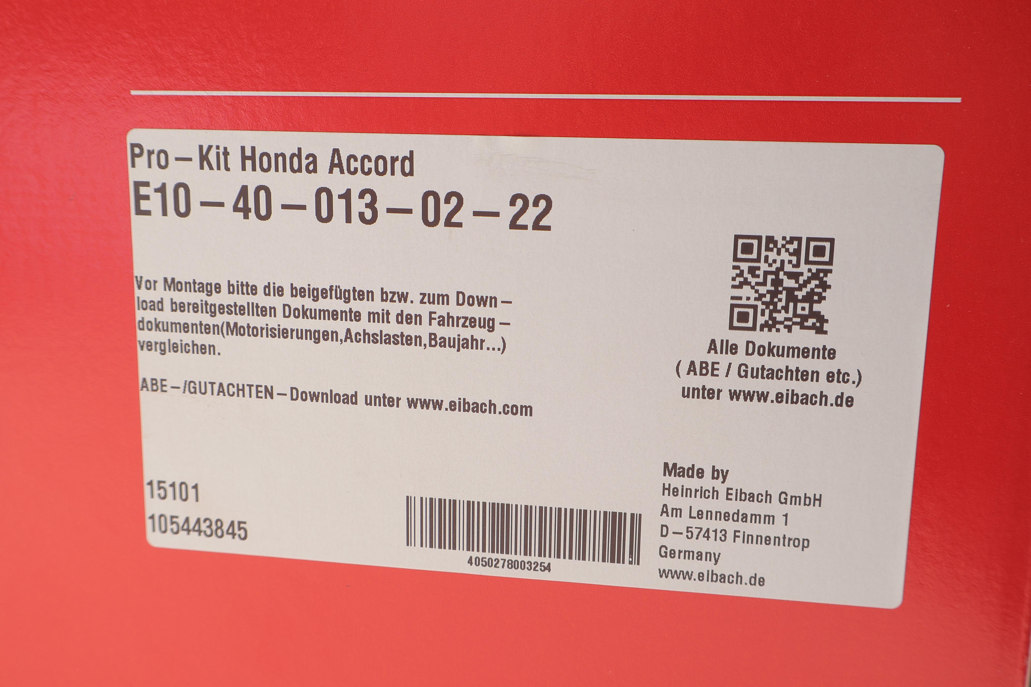 Комплект пружин (Pro-Kit) Honda Accord VIII 2.2 i-DTEC/2.4i 08-15 (4 шт.)