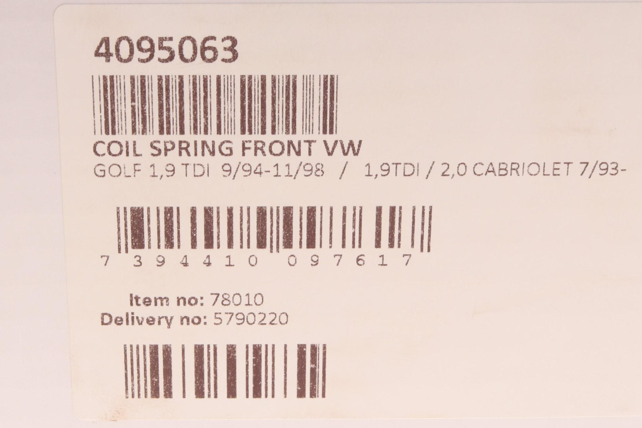 Пружина (передня) VW Golf III/Vento 1.9TDI 94-99 (нах.зад.частина/універсал/седан)