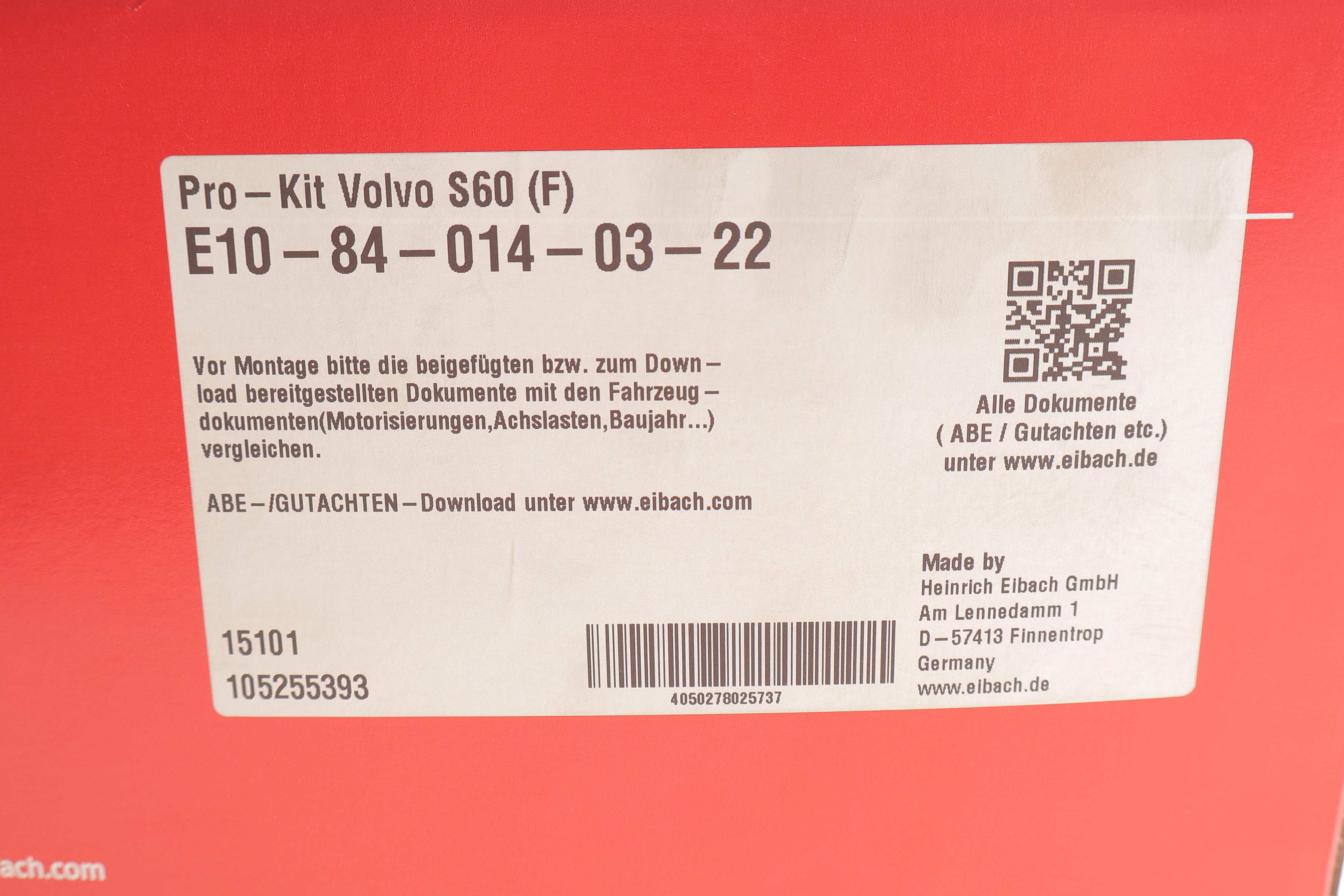 Комплект пружин (Pro-Kit) Volvo S60/V60 2.0-3.0 10-18 (4 шт.)
